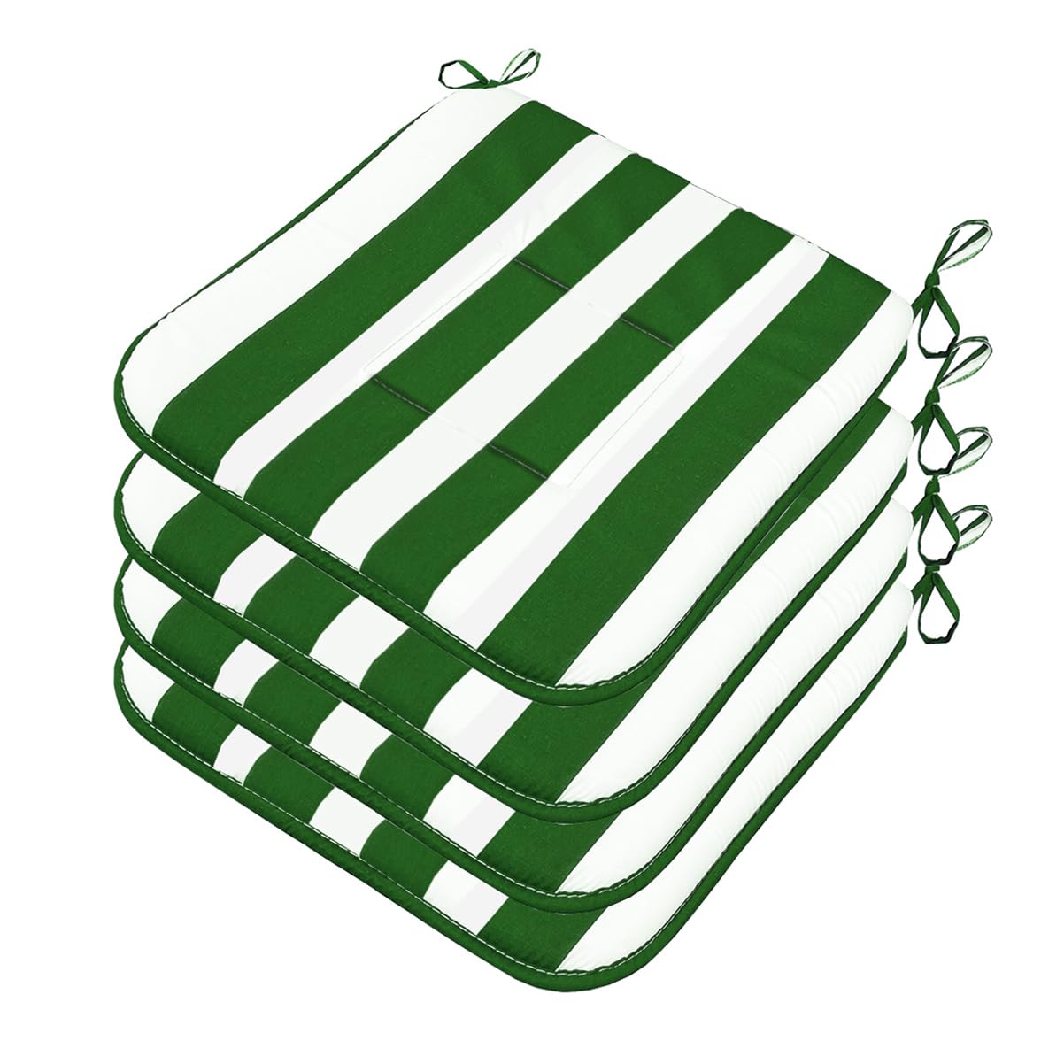 emmevi Juego de 4 cojines para silla de algodón a rayas, acolchados, lavables, suaves, universales, verde