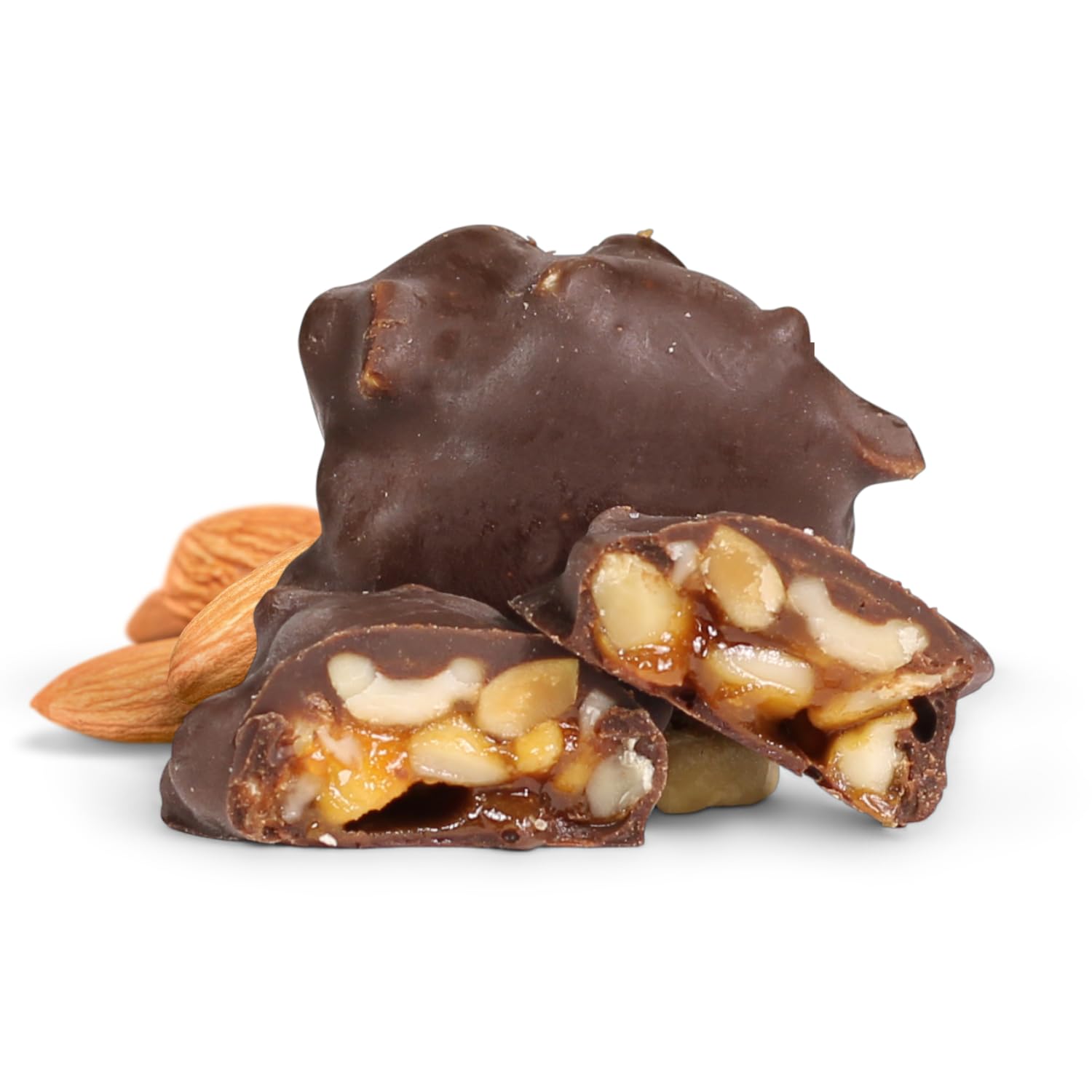 Chocolate Caramel Almond Clusters Gift Box - by It's Delish | 12 OZ Premium Dark Chocolate Covered Nuts with Carmel Cluster | Christmas Gifts Box of Chocolates Candy Nut Turtles with Almonds – Vegan, Kosher