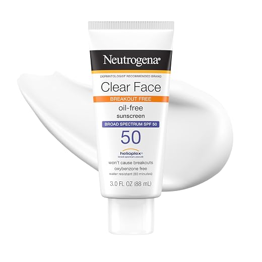 Neutrogena Clear Face Liquid Lotion Sunscreen for Acne-Prone Skin, Broad Spectrum SPF 50 UVA/UVB Protection, Oil-, Fragrance- & Oxybenzone-Free Facial Sunscreen, Non-Comedogenic, 3 fl. oz