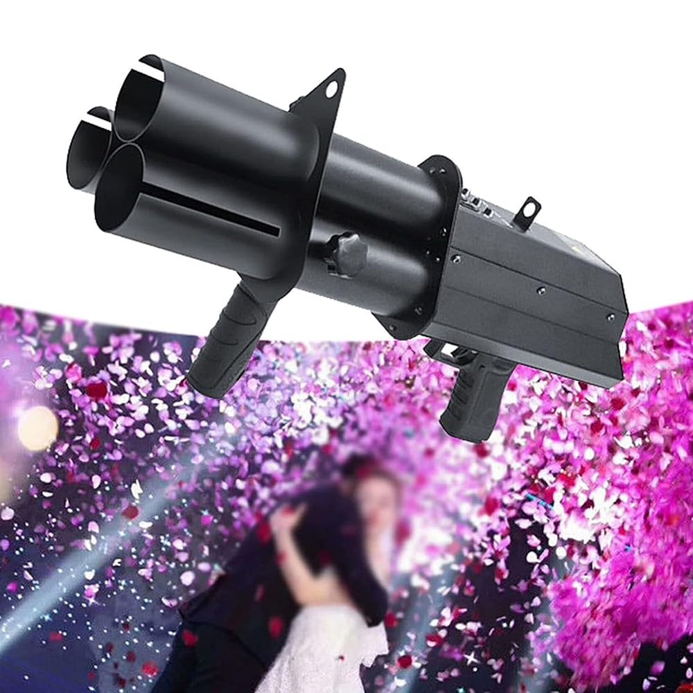 Cannone Elettrico per Coriandoli, Sparacoriandoli Professionale Cannone Elettronico Palcoscenico Portatile per Triplo Saluto per Matrimonio Natale