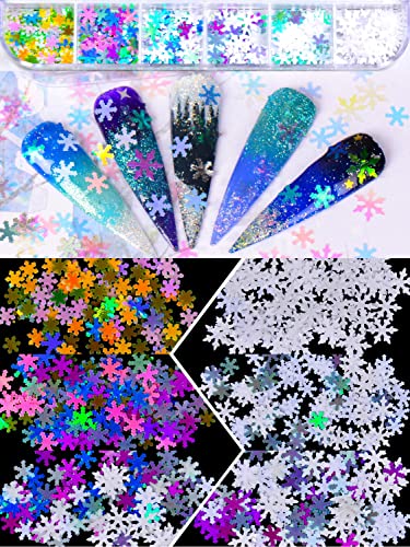 Warmfits 3D Holographic Nail Glitter Halloween Glitter & Christmas Nail Glitter & Snowflake Sequins & Fall Maple Leaf Glitter 3 Boxes For Diy Resin Crafting #TOP2