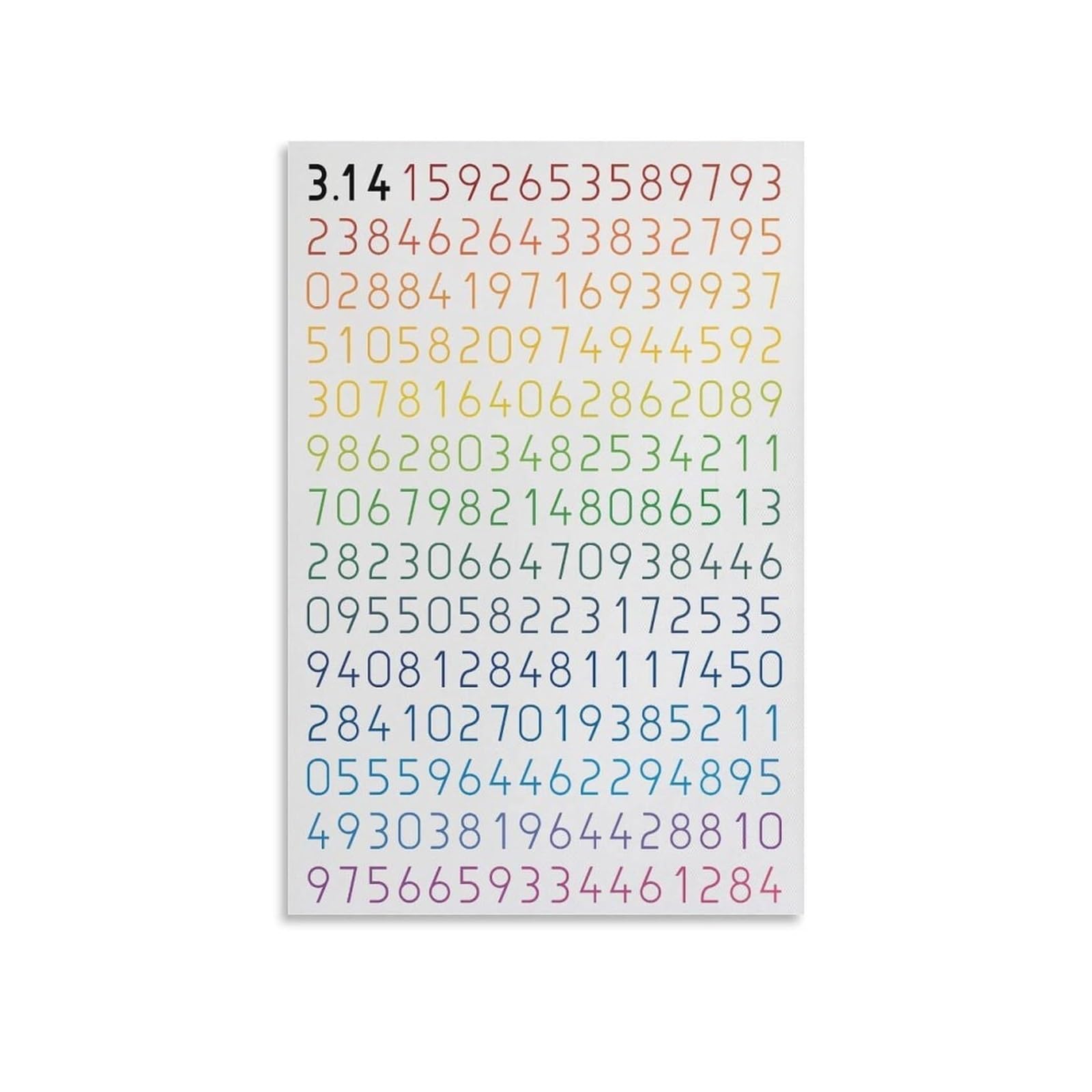 ITCLEYMDZV Geek Gift Idea, Pi Symbol Rainbow Poster, Mathematical Constant Wall-Art for Math Lovers, Teachers, Students(Unframed,12x18inch(30x45cm))