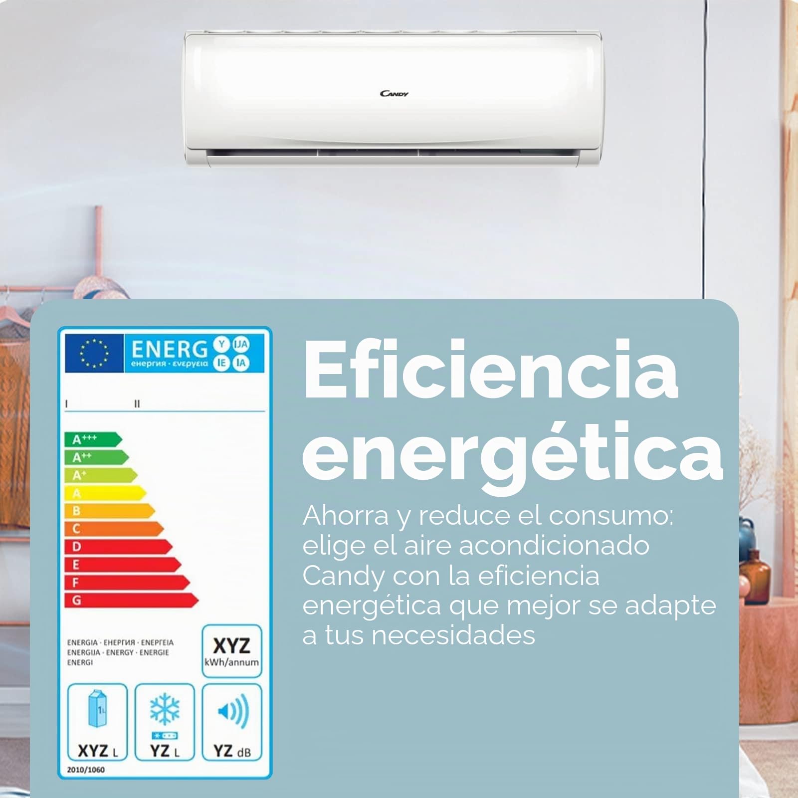 Candy Pure Aire acondicionado inteligente, climatizador monosplit con unidad exterior e interior 12 000 BTU, 20 dBA, con bomba de calor para aire caliente, Self-Clean y control remoto con app