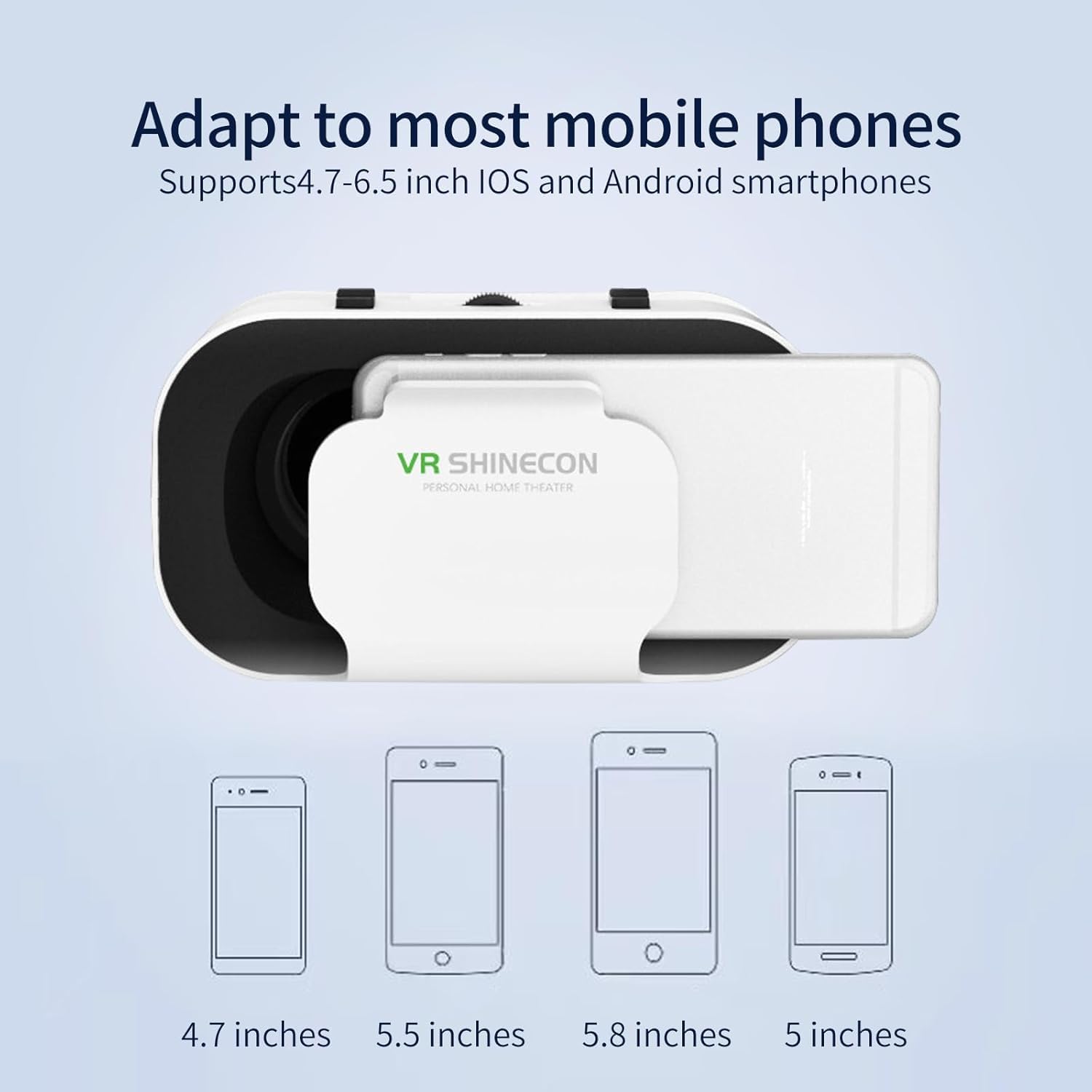 Virtual Reality Headset VR Glasses Compatible with iPhone and Android Adjustable 3D VR Phone Headset for 4.7 to 6.5 Inch, with Controller for Movies and Mobile Games