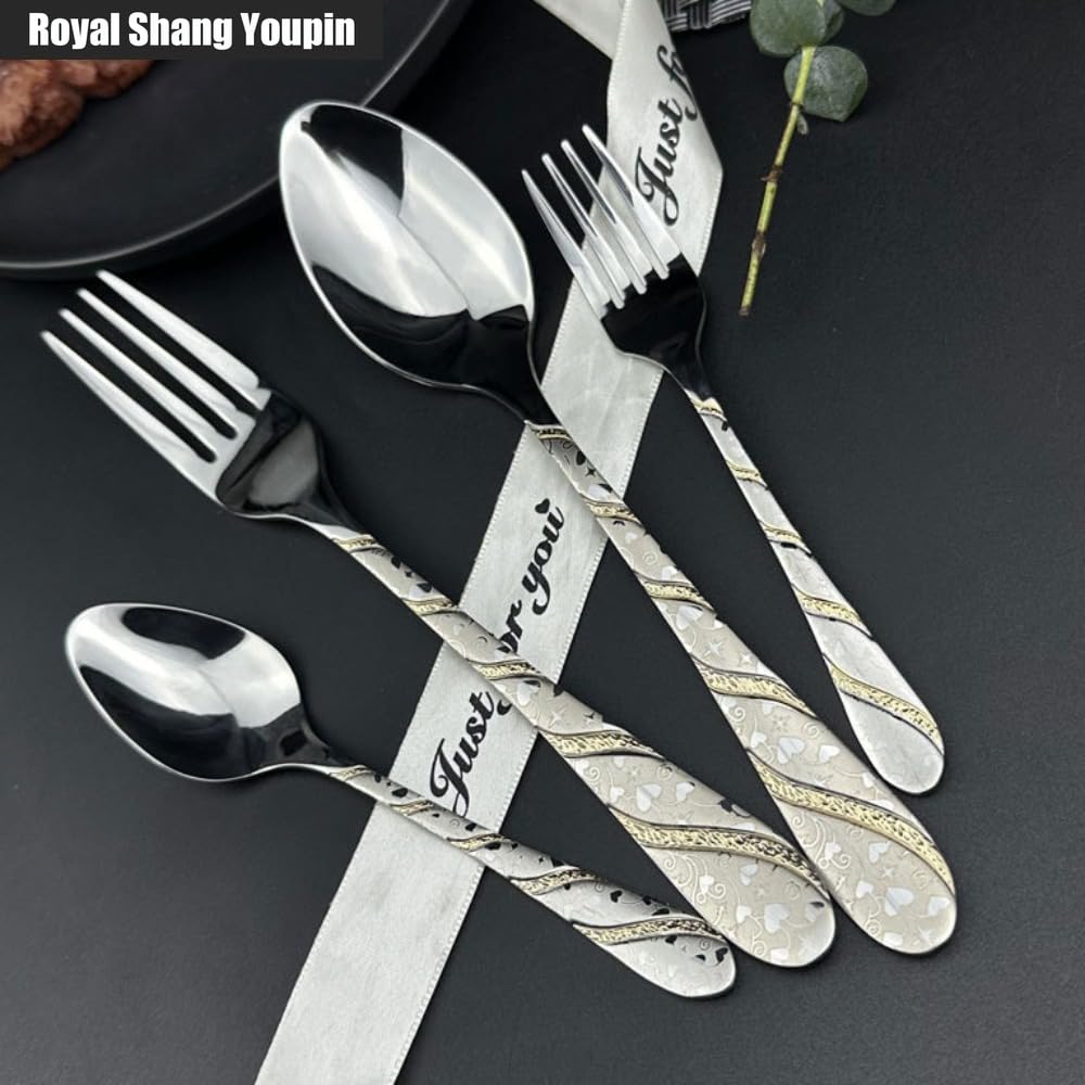 Linea Addensata Maniglia Da Cucina Posate in Acciaio Inossidabile Stoviglie Posate Set Di Posate Coltello Da Bistecca Forchetta Cucchiaio Cucchiaino (20 pezzi)