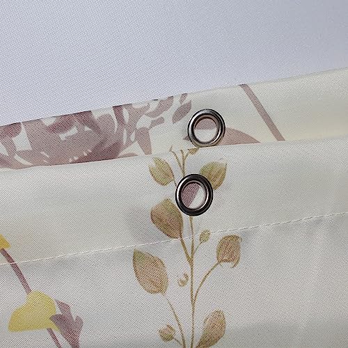 Rideau de douche imperméable jaune à fleurs avec anneaux inclus - 5