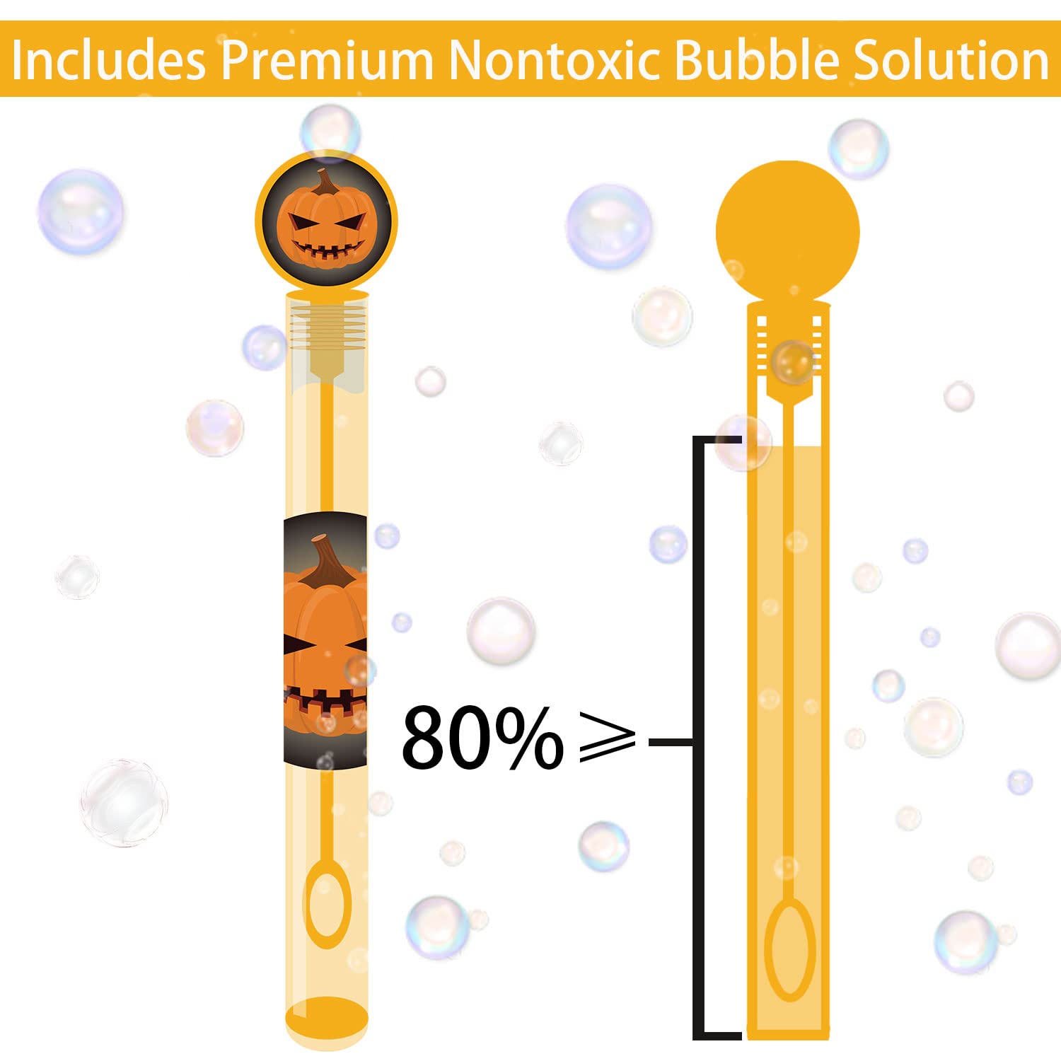 48 PCS Halloween Party Favors Bubble Wands, Halloween Toys for Kids 8 Colors Assortment Designs for Halloween Goodie Bag Fillers Non Candy Treats Bubble Maker Toys