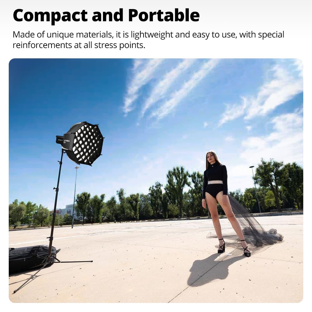 AMBITFUL Mini softbox a sgancio rapido da 45 cm, con supporto Bowens, pieghevole, installazione rapida con diffusori, griglia a nido d'ape, borsa (PS45)
