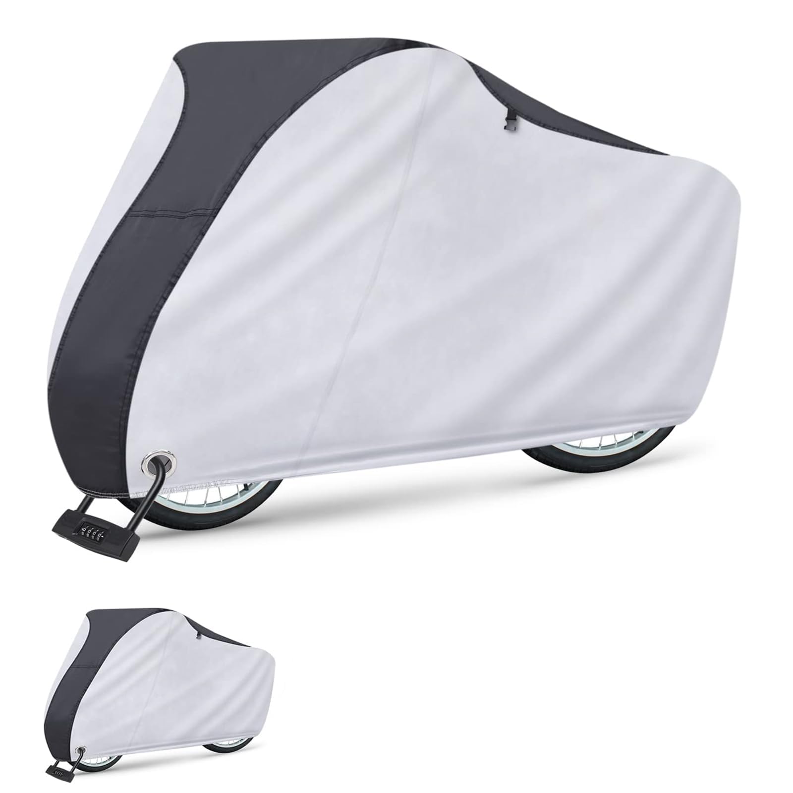 Aputue Bike Cover, Bike Rain Cover for Mountain with Lock Holes, Waterproof Outdoor Bicycle Cover Anti Dust Rain Snow UV, Waterproof Bicycle Cover for Mountain Bikes, Motorcycles