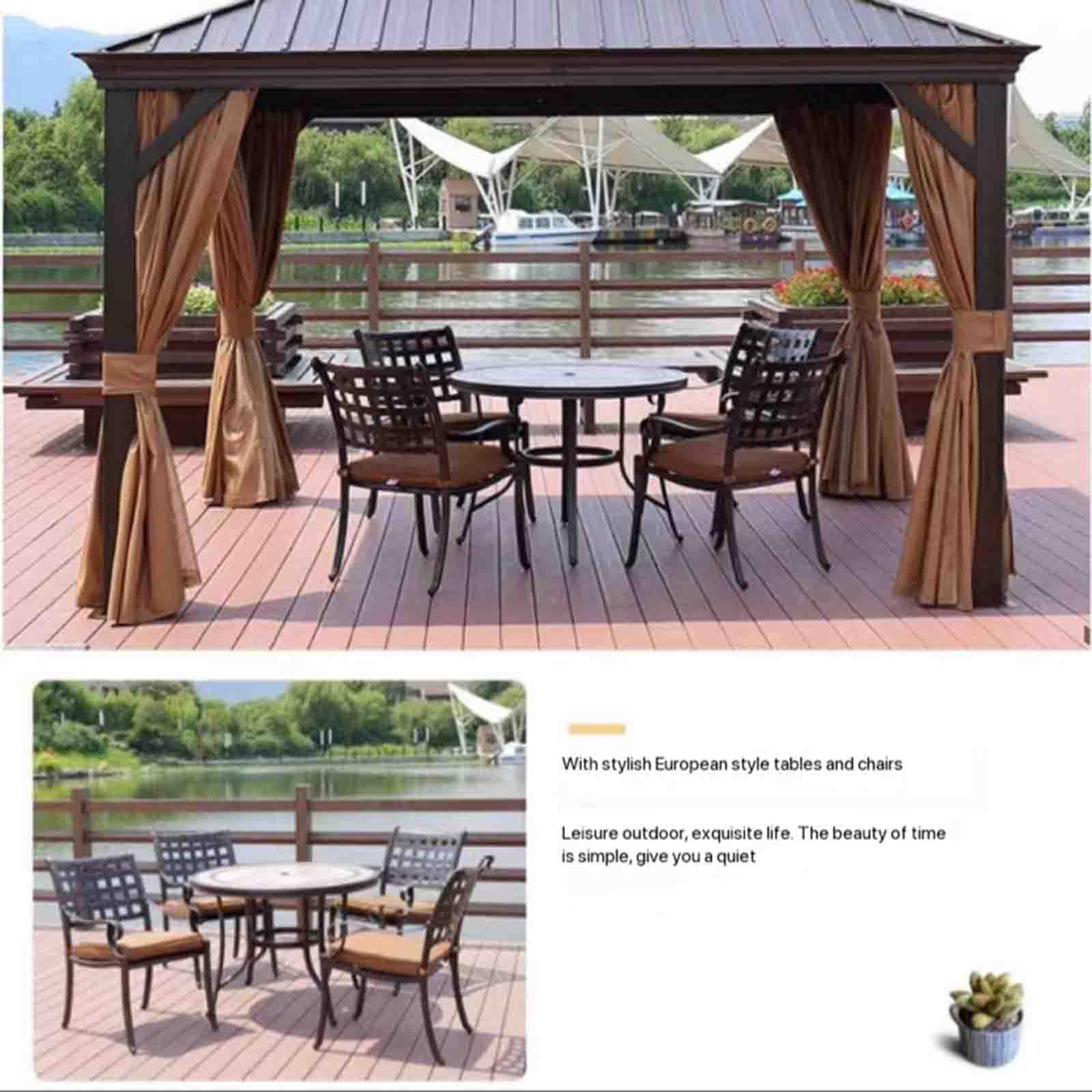 SOLUMIA Garten Pavillon Mit Doppeldach - 3x3 M, Verzinktes Dach, Alurahmen, Inkl. Vorhänge & Moskitonetz