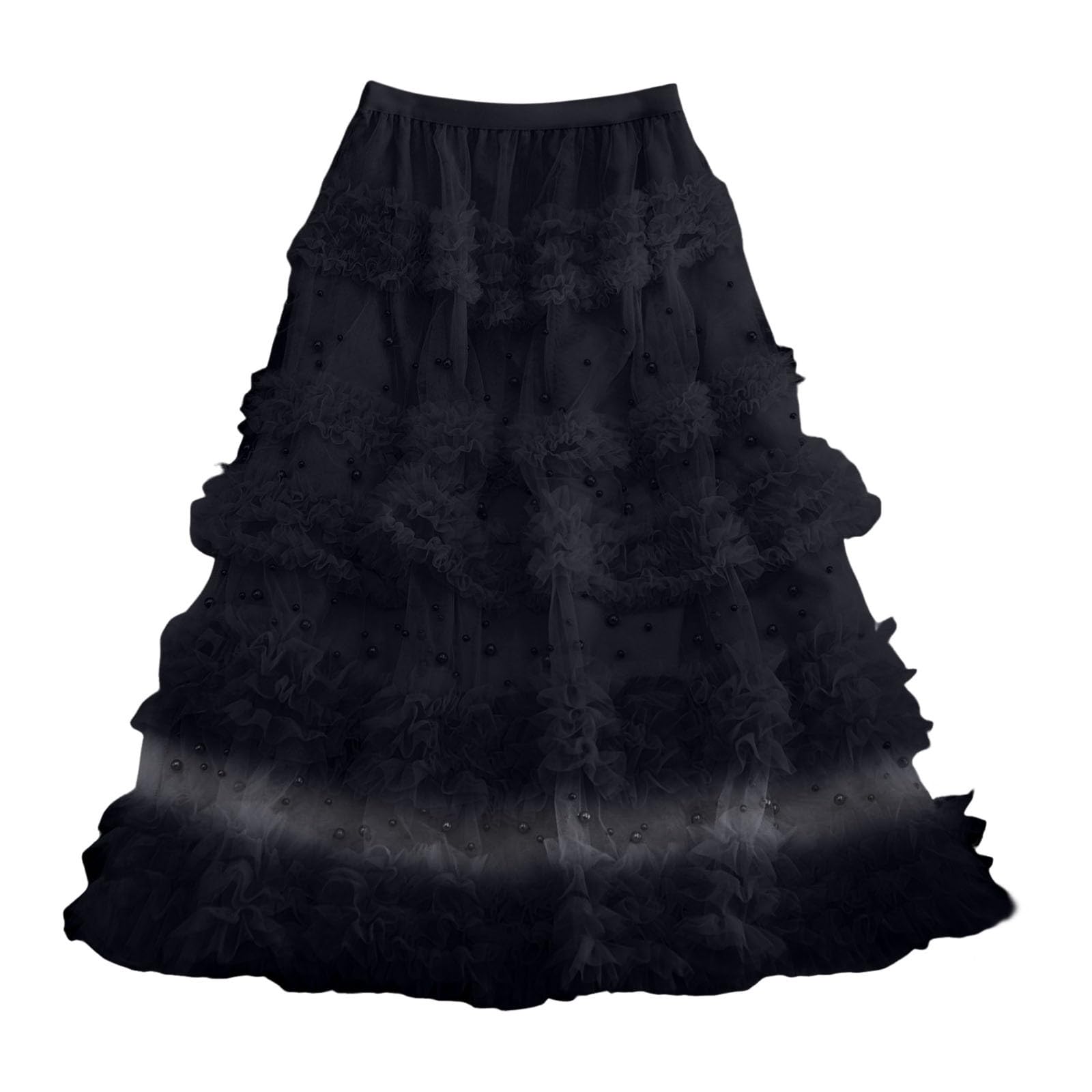 Generisch Falda de gasa con volantes, con volantes, dobladillo corto, con volantes, vestido de fiesta, elegante, corte asimétrico, para uso diario y casual