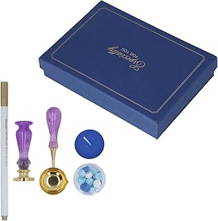 Wax Seal Stamp Kit, Wax Seal Beads, Wax Seal Kit, Wax Seal Stamp, Wax Warmer for Gift and Decoration (Purple)