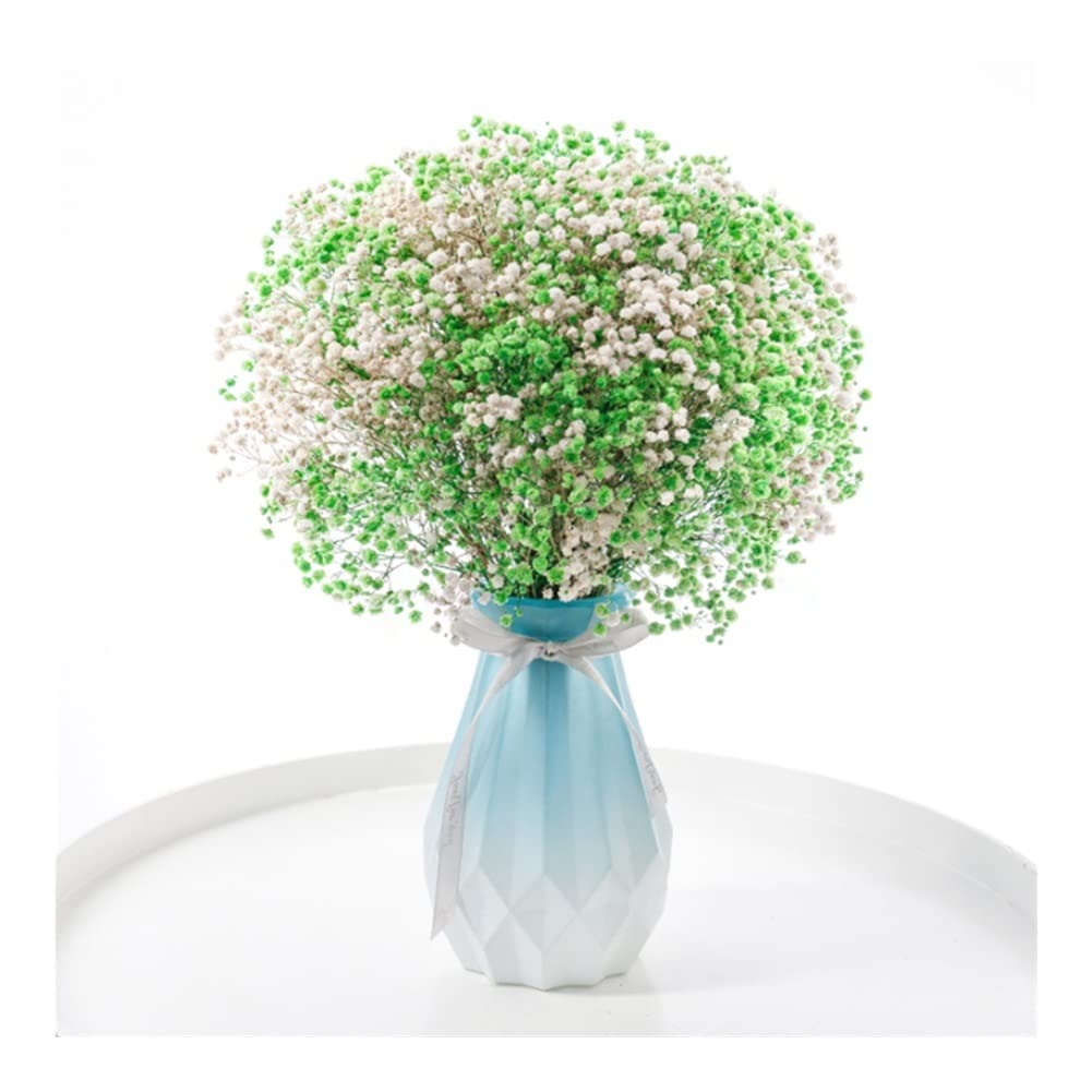 XDLEDMKIZ DIY Artificial Flowers Baby's Breath Flowers, Fake Flower Gypsophila Bouquets with Vase for Home Dining Table Window