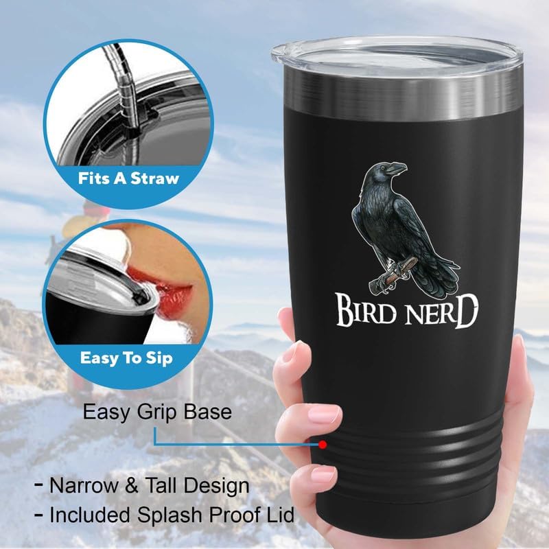 Bird Watcher Tumbler 20oz Black -Bird Nerd - Feeder Birders Animal Lover Ornitologist Owl Owner Hunter Hummingbird Breeder