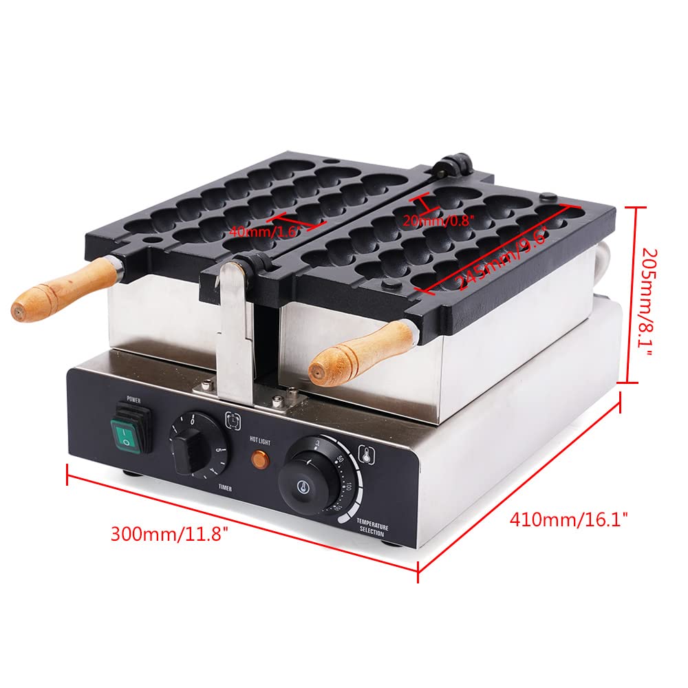 Waffle Ball Maker, 110V 1600W Commercial Bubble Shaped Waffle Ball Maker Electric Stainless Steel Rotatable Double-Head Heating Waffle Ball Making for Tea Shops, Snack Bars (3 Roots 110V 1600W)
