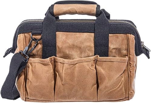 Miniatura 2 de Readywares Bolsa de herramientas, bolsa de lona encerada resistente para equipo, herramientas, suministros y equipo (12 pulgadas, bronceado)