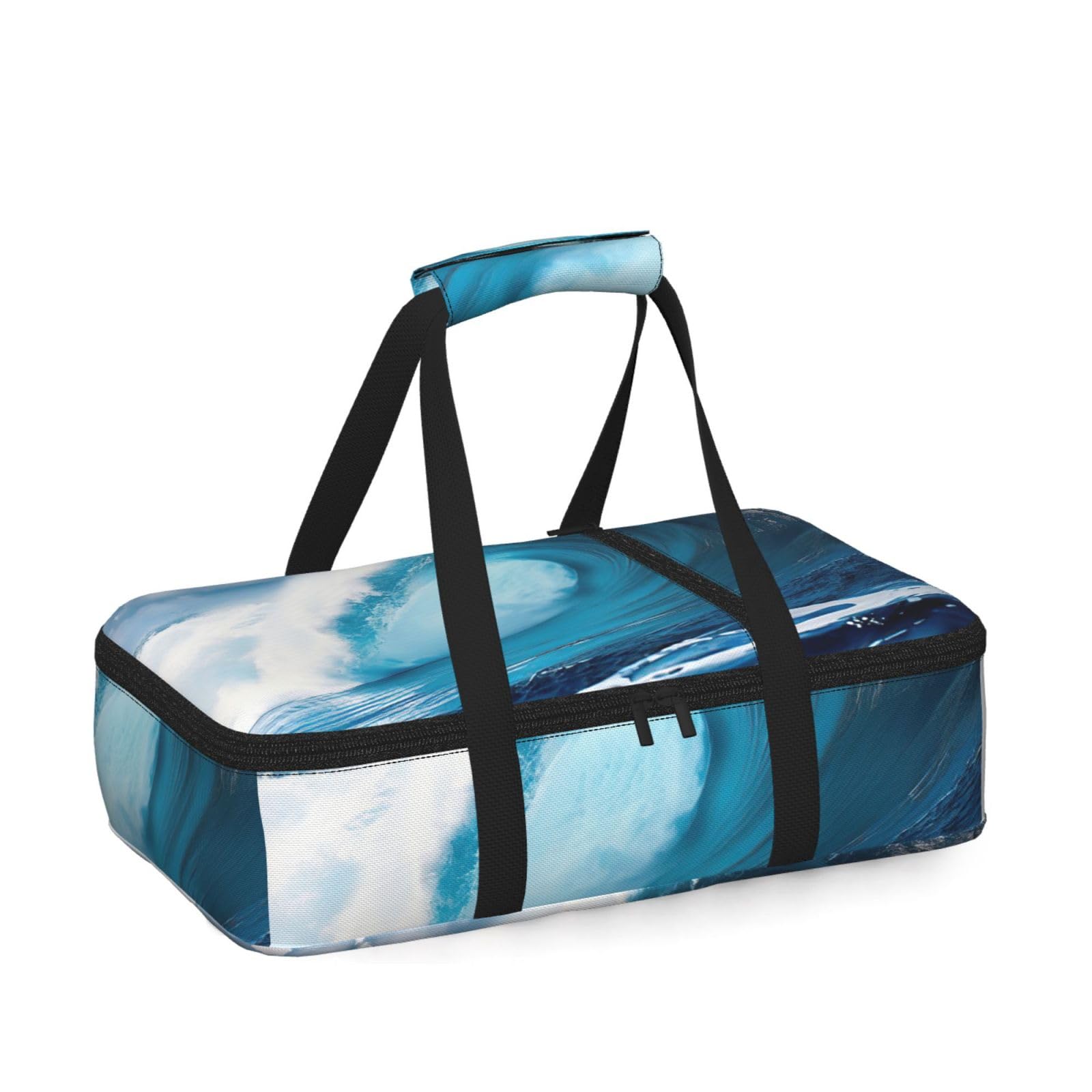 Big Ocean Wave Hd Print Insulated Thermal Food Storage Bag Daily Reusable Picnic Tote Lunch Box Home