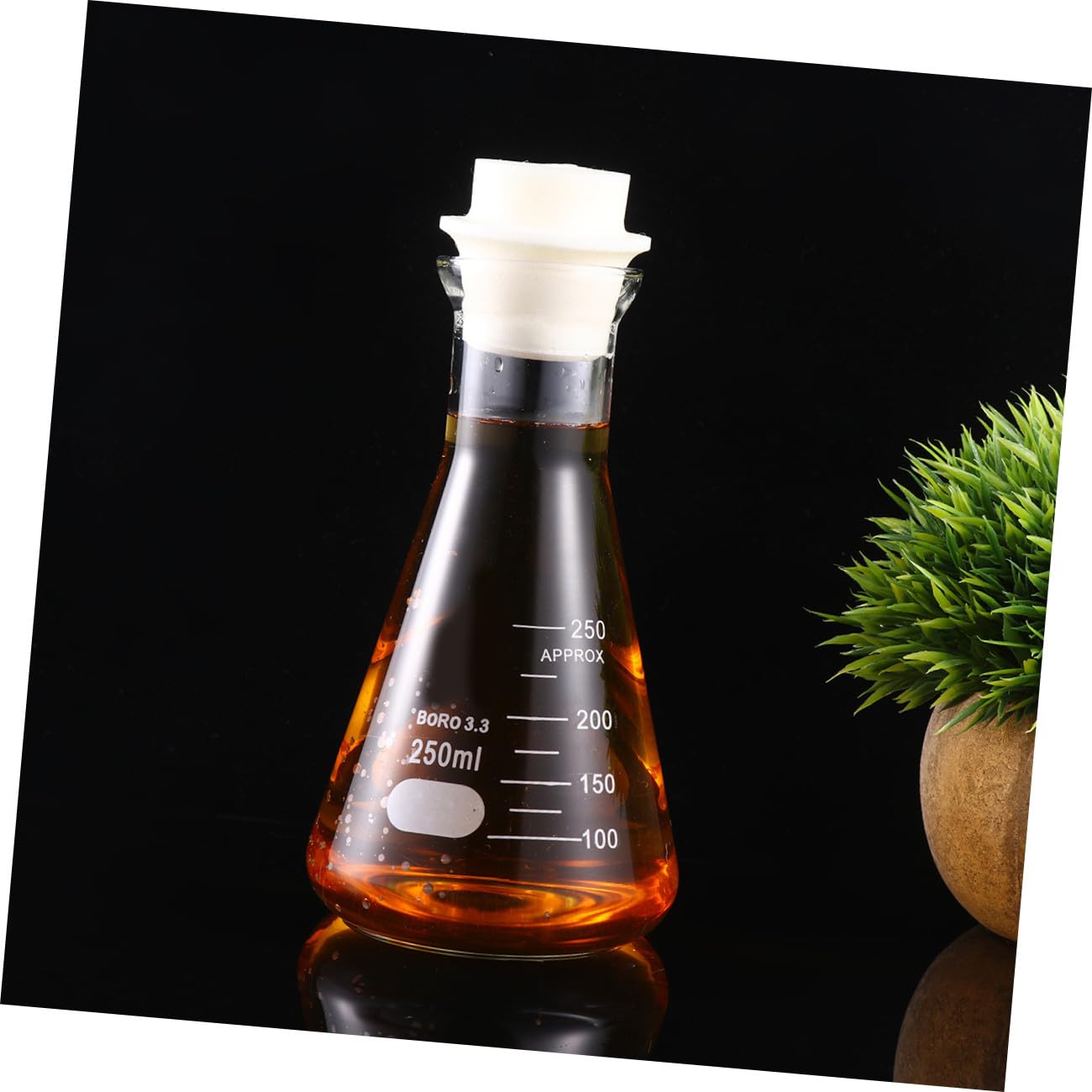 PartyKindom Matraz Erlenmeyer Con Tapón Matraces Erlenmeyer De Laboratorio Matraz De Vidrio Graduado Cristalería De Química Precisa Cristalería De Laboratorio Para Equipos De Laboratorio