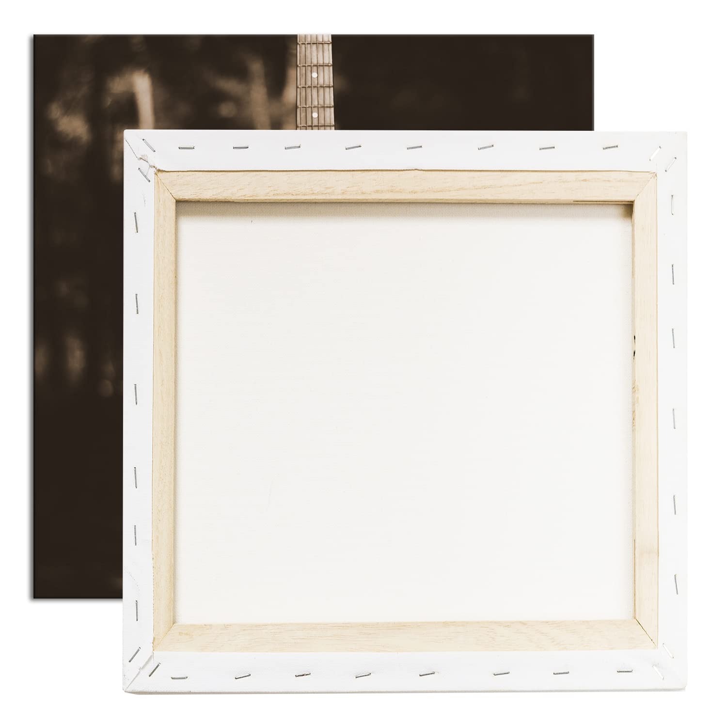 deyoli Chitarra acustica bianca Formato: 70 x 70 cm Effetto: Seppia su tela, motivo già incorniciato su telaio in vero legno, stampa digitale di alta qualità con cornice