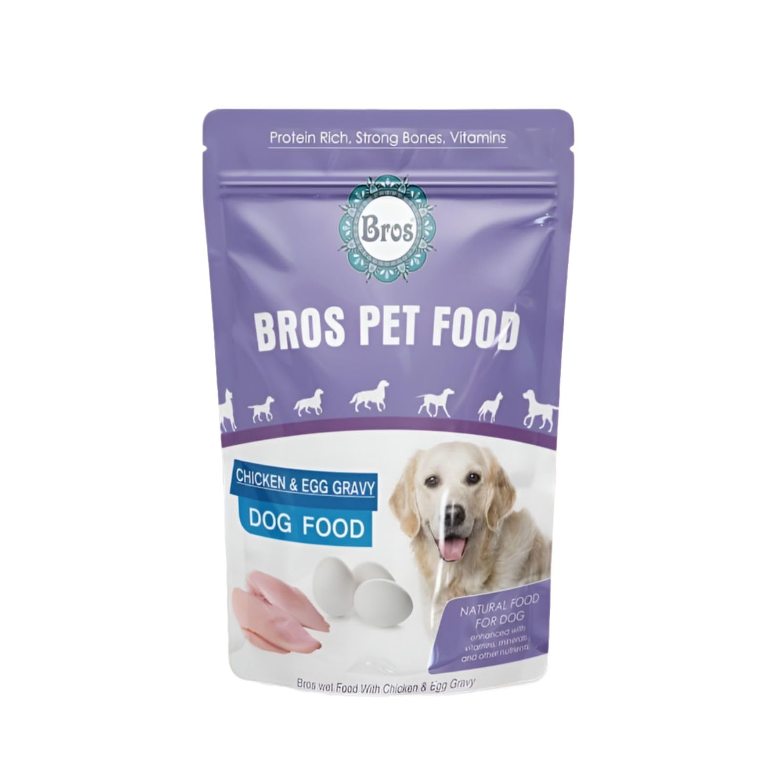 JSquare Bros Dog Wet Food Chicken and Egg Gravy (80g x 6 Pouches) Natural Wet Food for Dogs and Puppies, Strong Bones, Boosts Immune System and Maintain Healthy Skin | 480 Grams