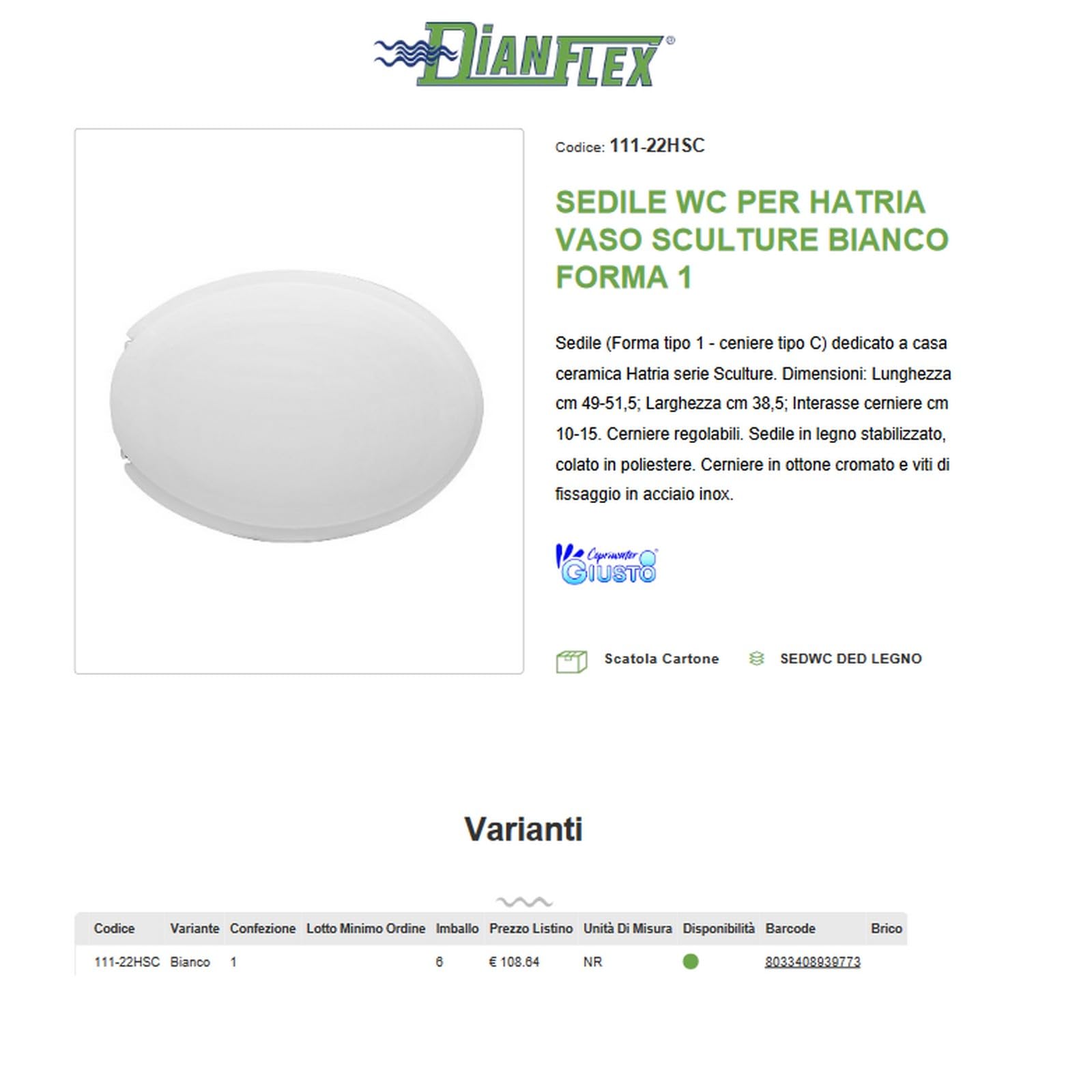 Copriwater per Hatria Vaso Sculture