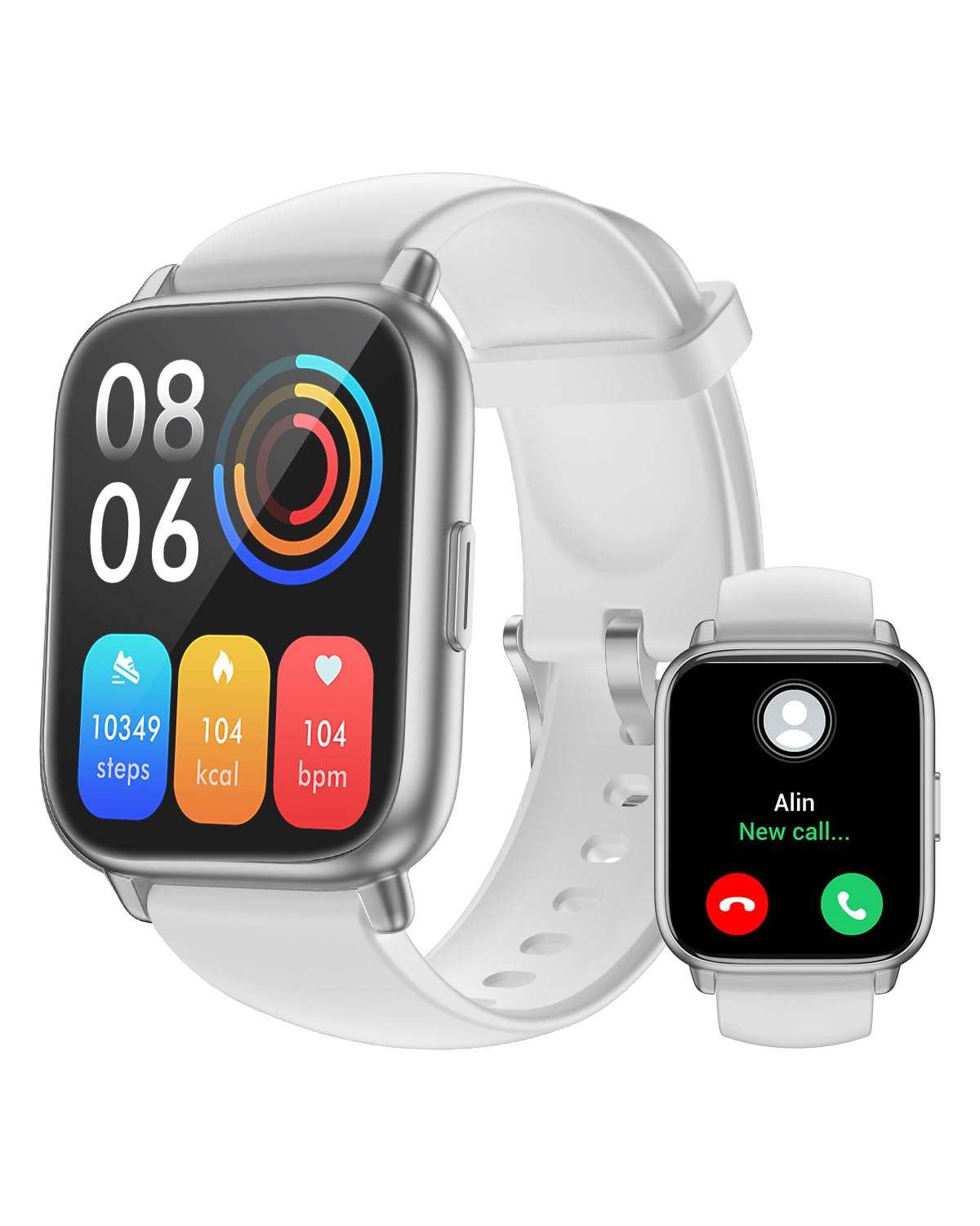 RUIMEN Smartwatch mit Telefonfunktion,Smartwatch für Damen Herren 1.85'' HD Touch Screen Fitnessuhr mit SpO2-Überwachung Pulsuhr Schlafmonitor Schrittzähler Uhr Multi Trainingsmodi für Android iOS