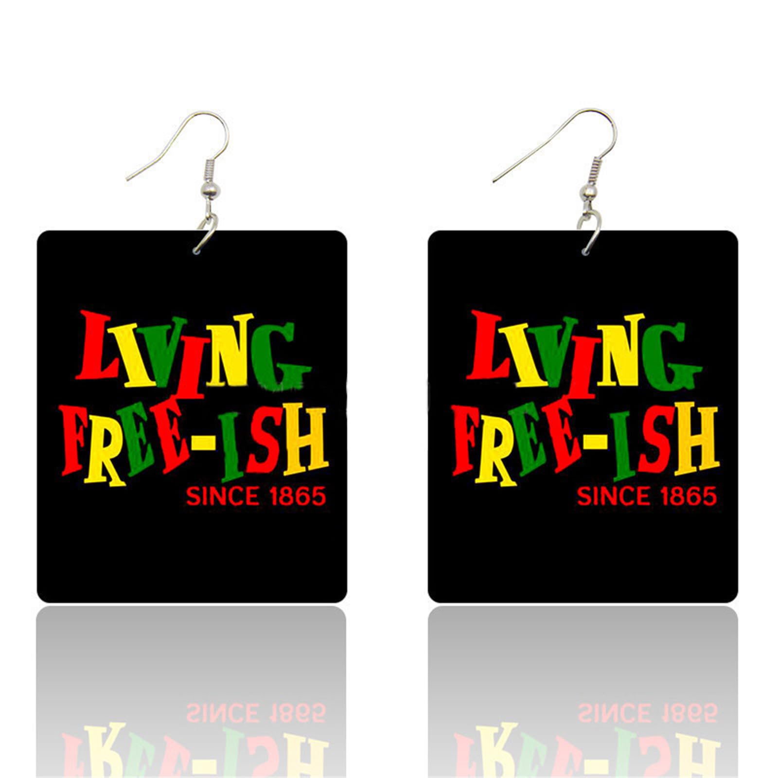 MALOYANVE Juneteenth Earrings Elegant Exaggerated Minimalist Natural Wooden African Map Ethnic Retro Lightweight Statement Dangle Earrings Holiday