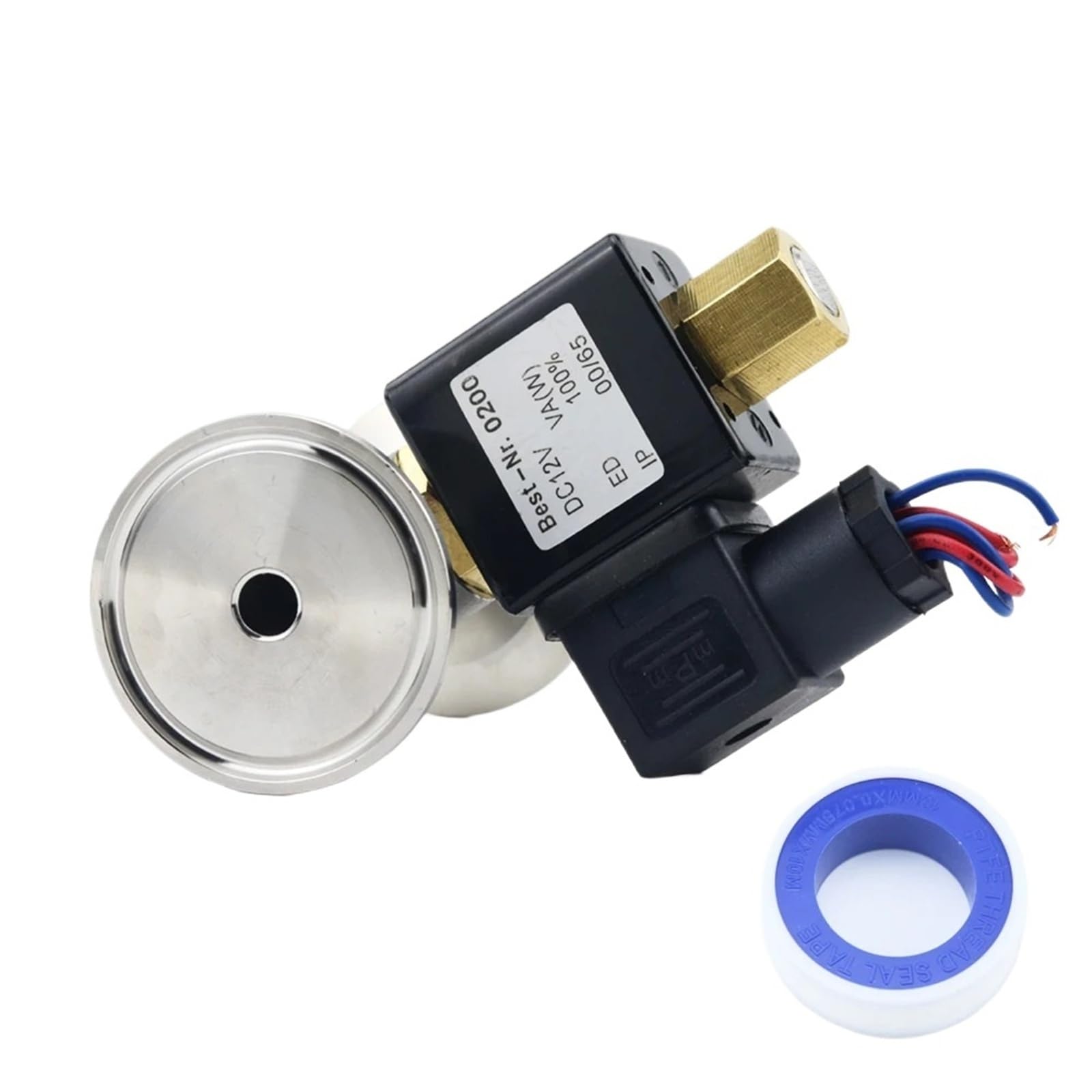 Électrovanne eau huile gaz inox normalement ouverte Tri Clamp 1/4