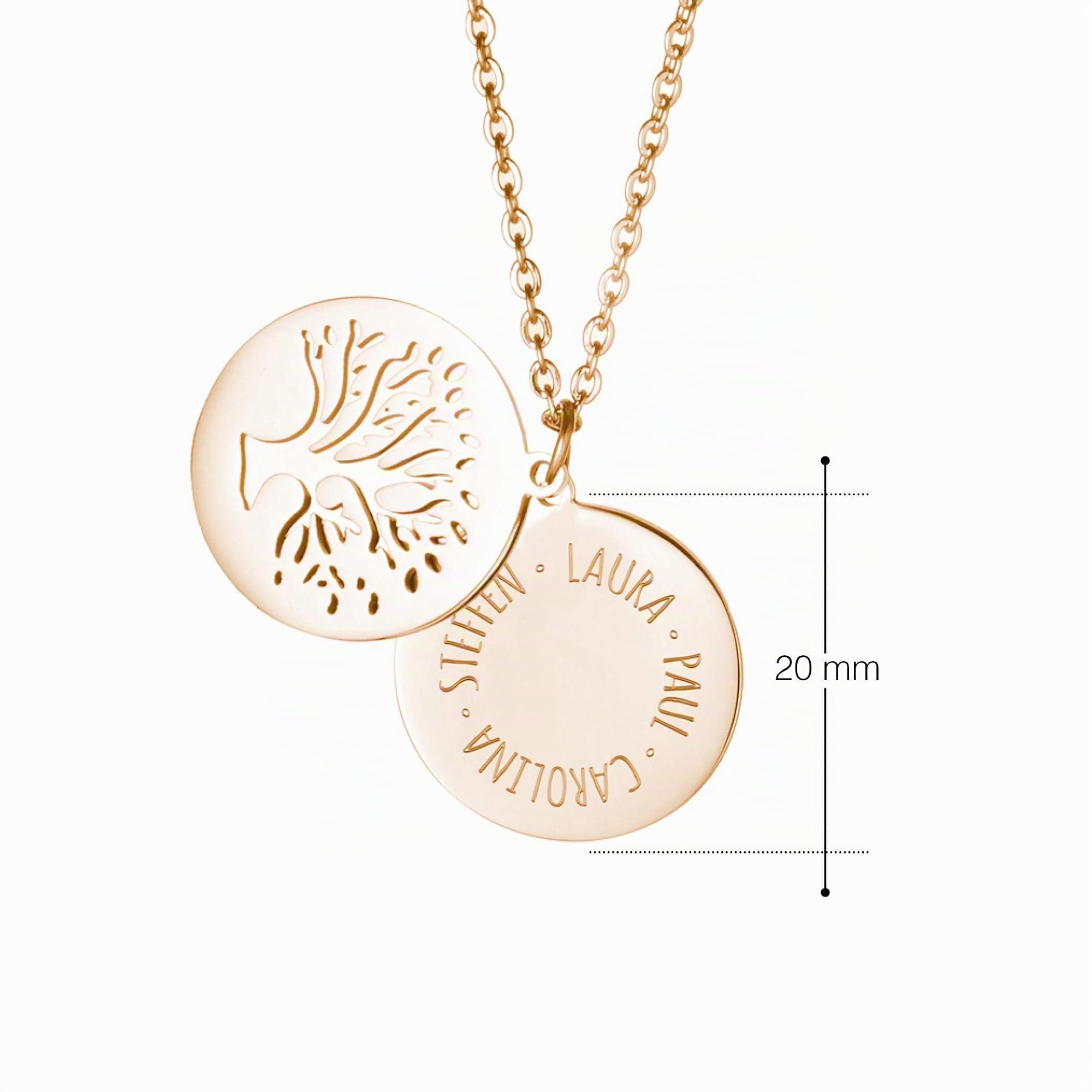 Gravado Mondgold Halskette mit Kreis-Anhängern & Layering Ketten, Standard & Personalisiert, Parent