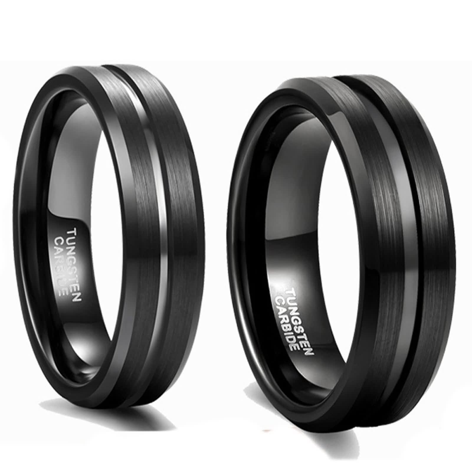 Anello di fidanzamento da uomo, scanalato, spazzolato