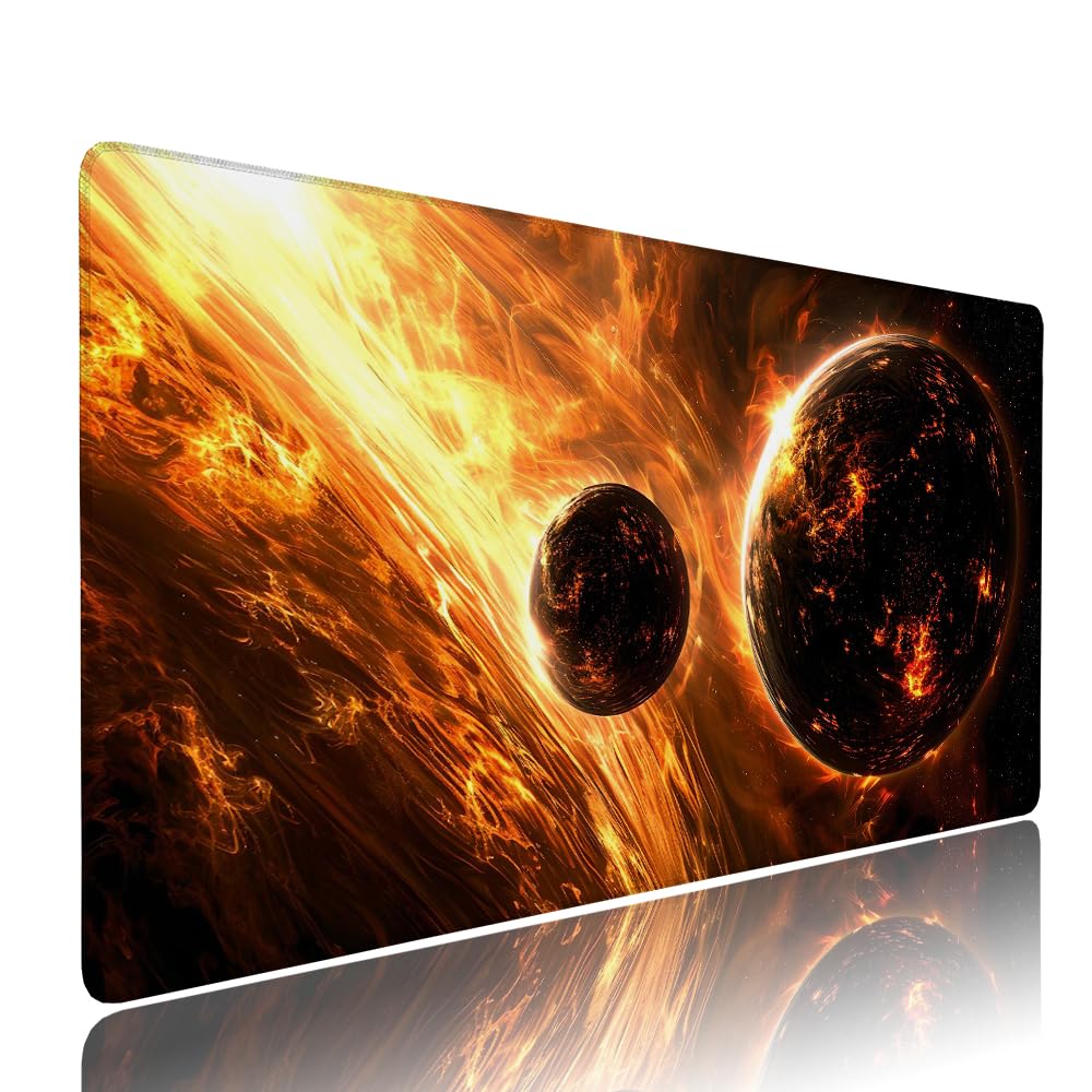 Alfombrilla de Mouse para Juegos, Nero, XXL, Antideslizante, Impermeable, Diseño de Spazio, Extendido, Grande, 1200x600x3mm, para PC, Laptop, Ufficio, Famiglia d-466