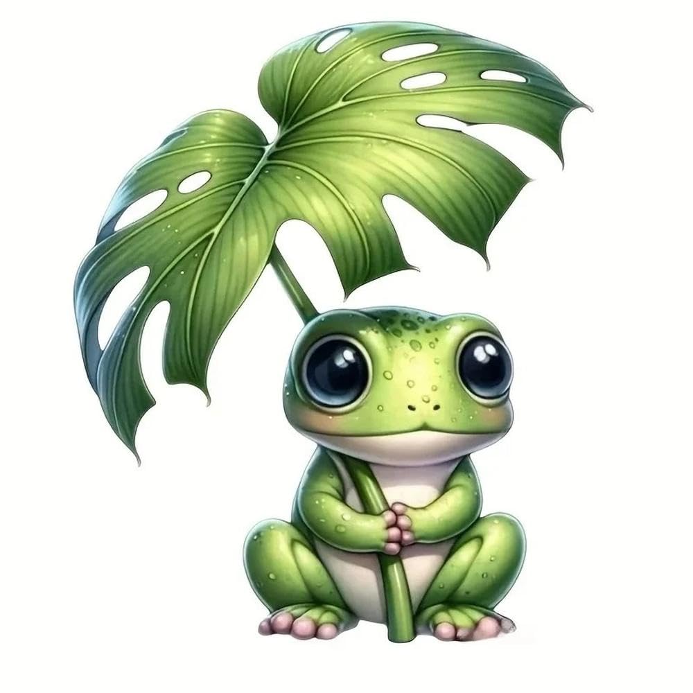 11x13cm Frog Holding Leaf PVC Decal for Cars Laptops Water Bottles and Windows