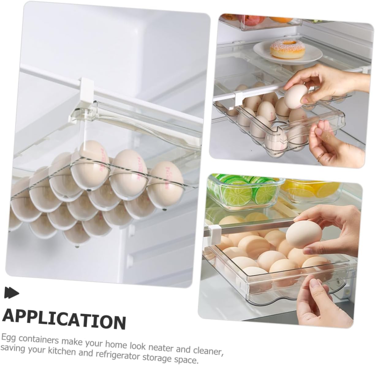 Refrigerator Egg Storage Bin Egg Tray Container for Fridge Egg Holder with Deepened Slots Organizer for Neat Saving Egg Drawer for Fresh Eggs