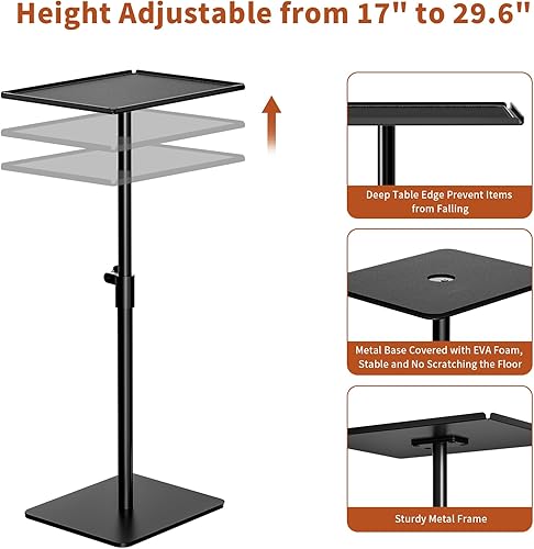 Miniatura 5 de RCHYFEED Mesa auxiliar de metal, mesas auxiliares ajustables en altura para sala de estar, mesa auxiliar pequeña para espacios pequeños con bandeja