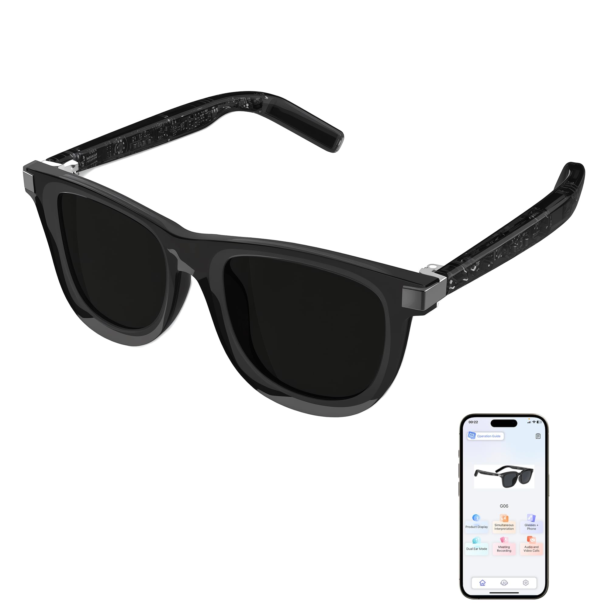 2025 Upgraded AI Smart Glasses Powered by ChatGPT Real-time Translation 110 Languages Bluetooth 5 4 Sunglasses for Men