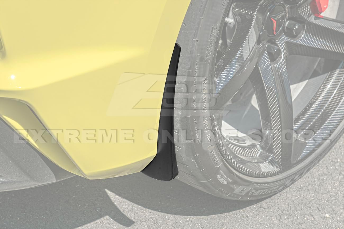 Replacement for 2023-Present Chevrolet Corvette C8 E-Ray & Z06 All Models | GM Factory XL Extended Style Rear Side Splash Guards Mud Flap Pair (ABS Plastic - Matte Black)