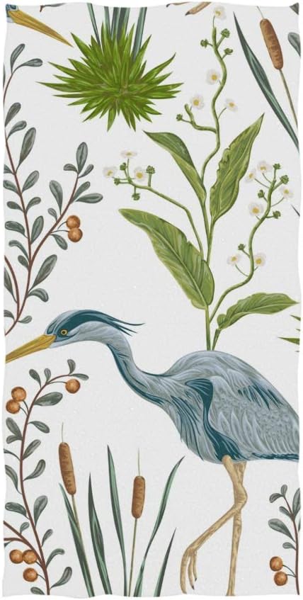 senya Heron Bird Swamp Plants Hand Towel Ultra Soft Luxury Towels for Bathroom 30"x15"