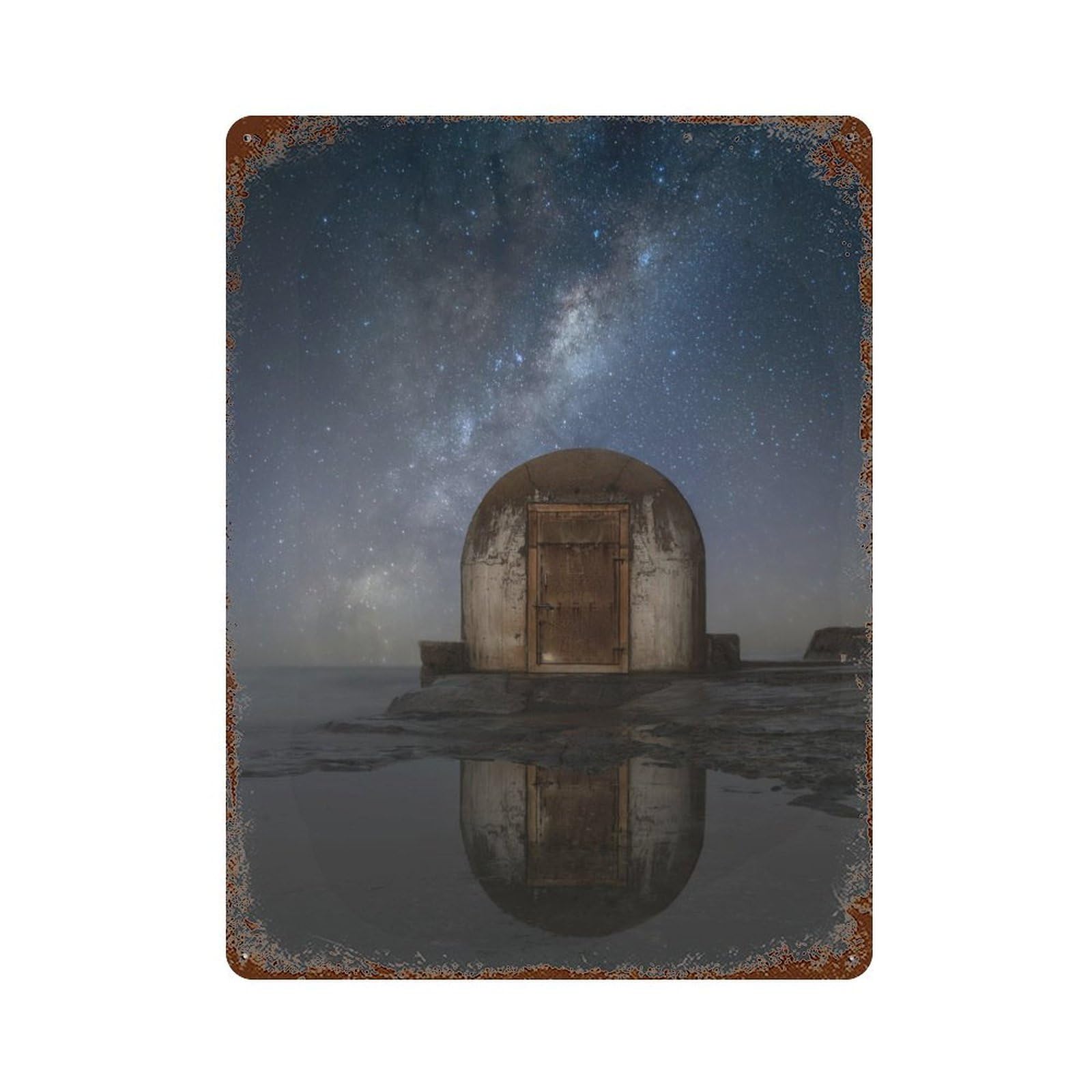 Garage Style Lonely Hut Aged Metal Wall Plaque 15.7"x11.8", Farmhouse Wall Decor for Bar And Workshop