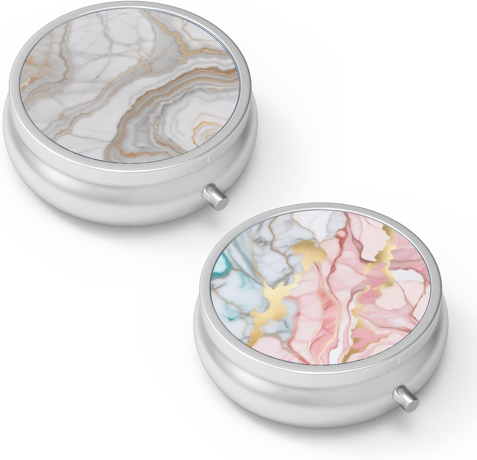 Pill Box 3 Compartment Small Pill Case,Portable for Pocket or Purse Pill Organizer Pill Container Holder to Hold Vitamins, Medication, Fish Oil and Supplements(2PCS)