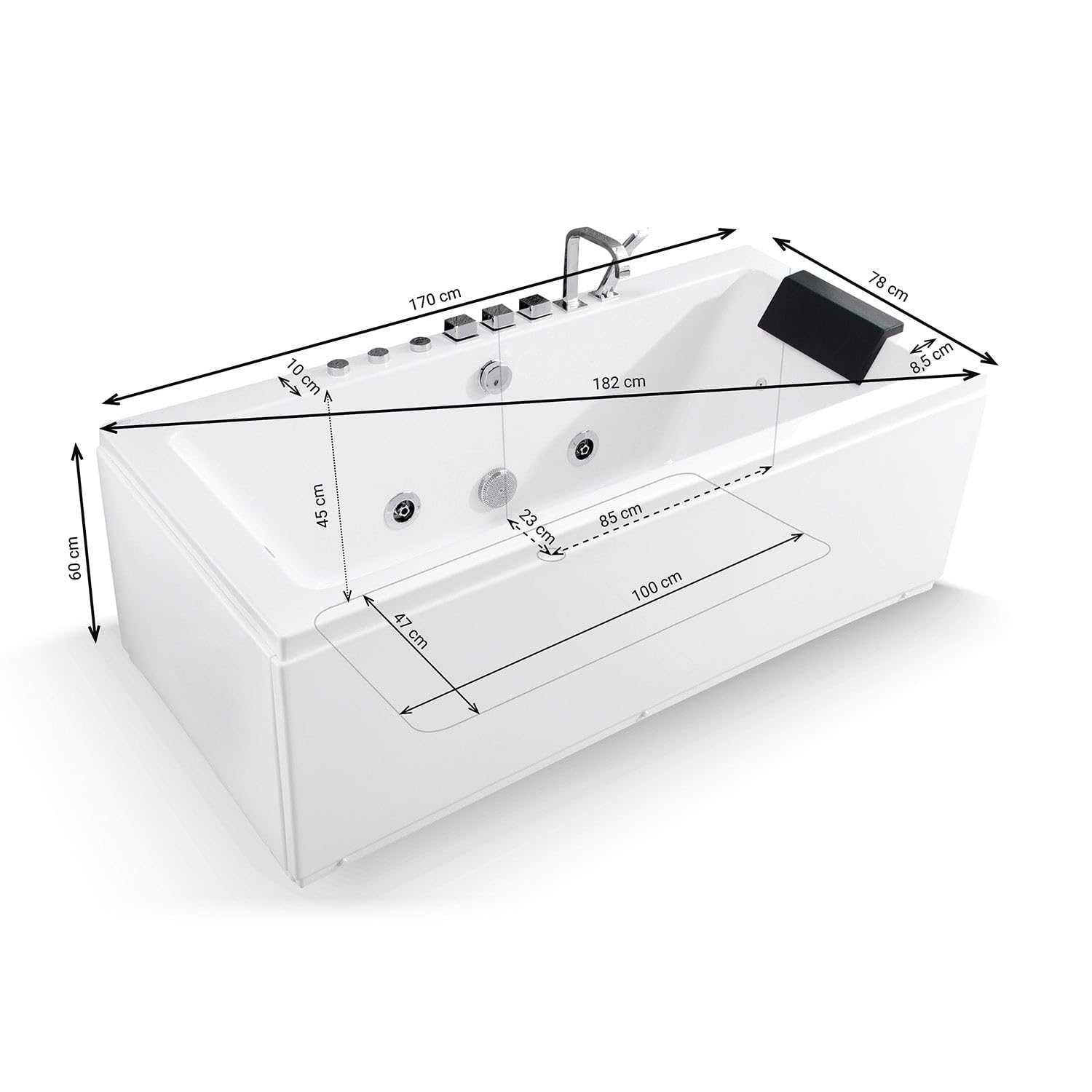 SIKINOS Jets - Vasca per idromassaggio classica L 170 x l 78 cm, by SPALINA