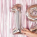 FancyDressWale Number foil balloon birthday anniversary party decoration 16 inches 2 number helium party balloons two number, Silver gallery image