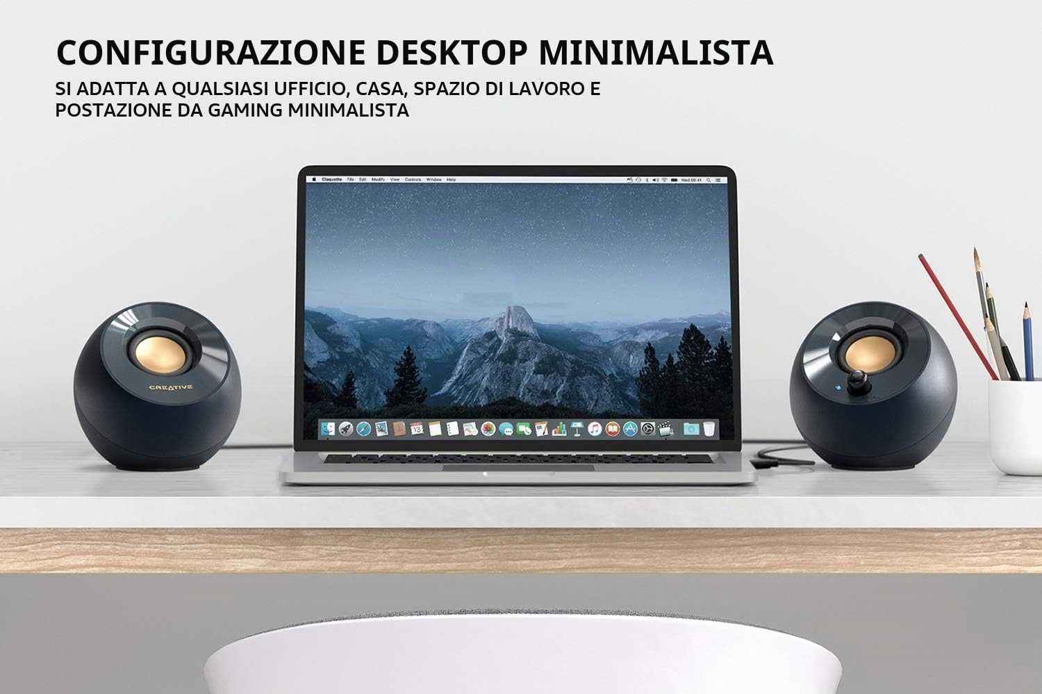 Creative - Pebble V2, Altoparlanti da scrivania con alimentazione USB-C 2.0, ingresso AUX da 3,5 mm, fino a 8 W di potenza RMS per computer, adattatore tipo A incluso e cavo esteso (nero)
