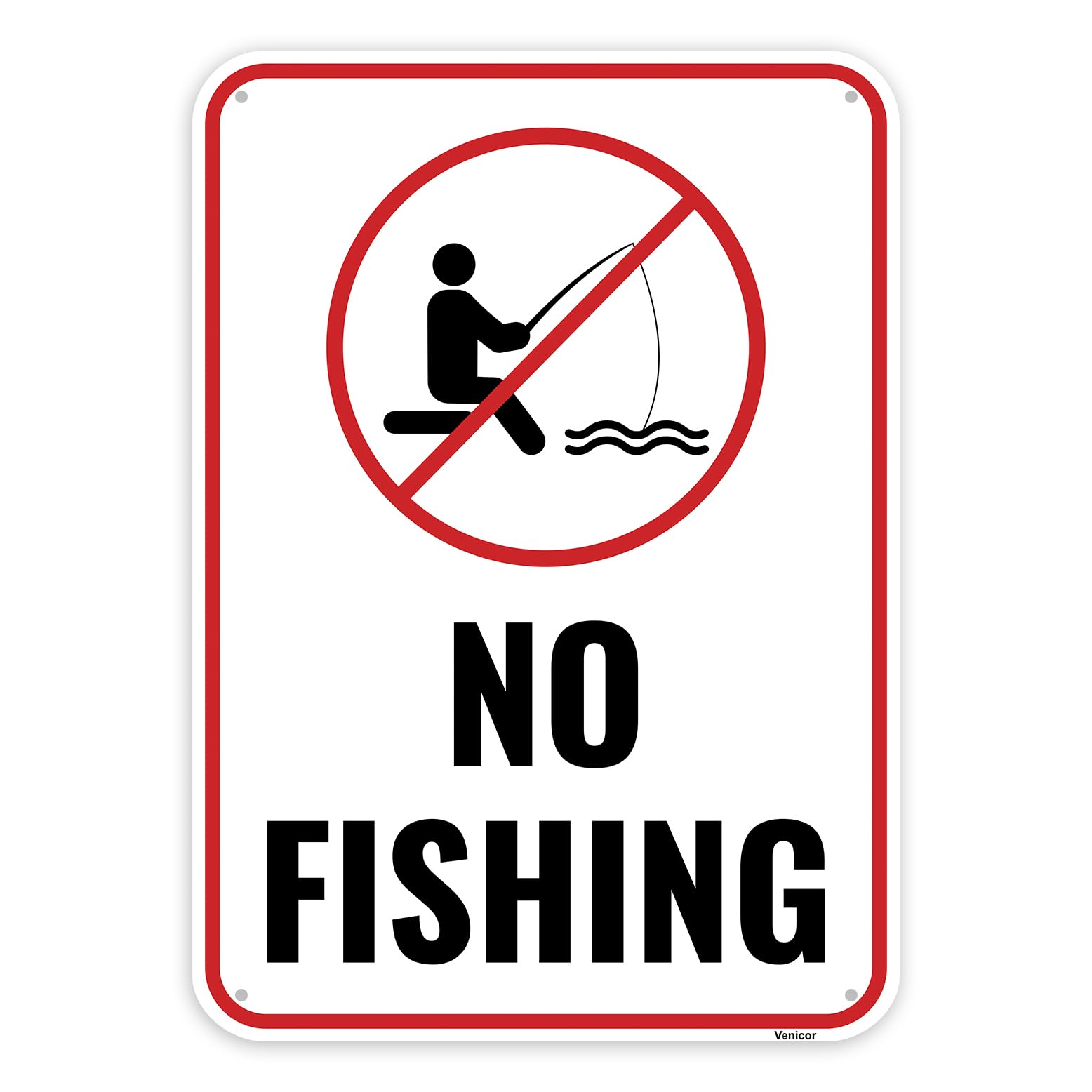 No Fishing Aluminum Sign, Private Property Prohibition Notice, 12x8 Inch