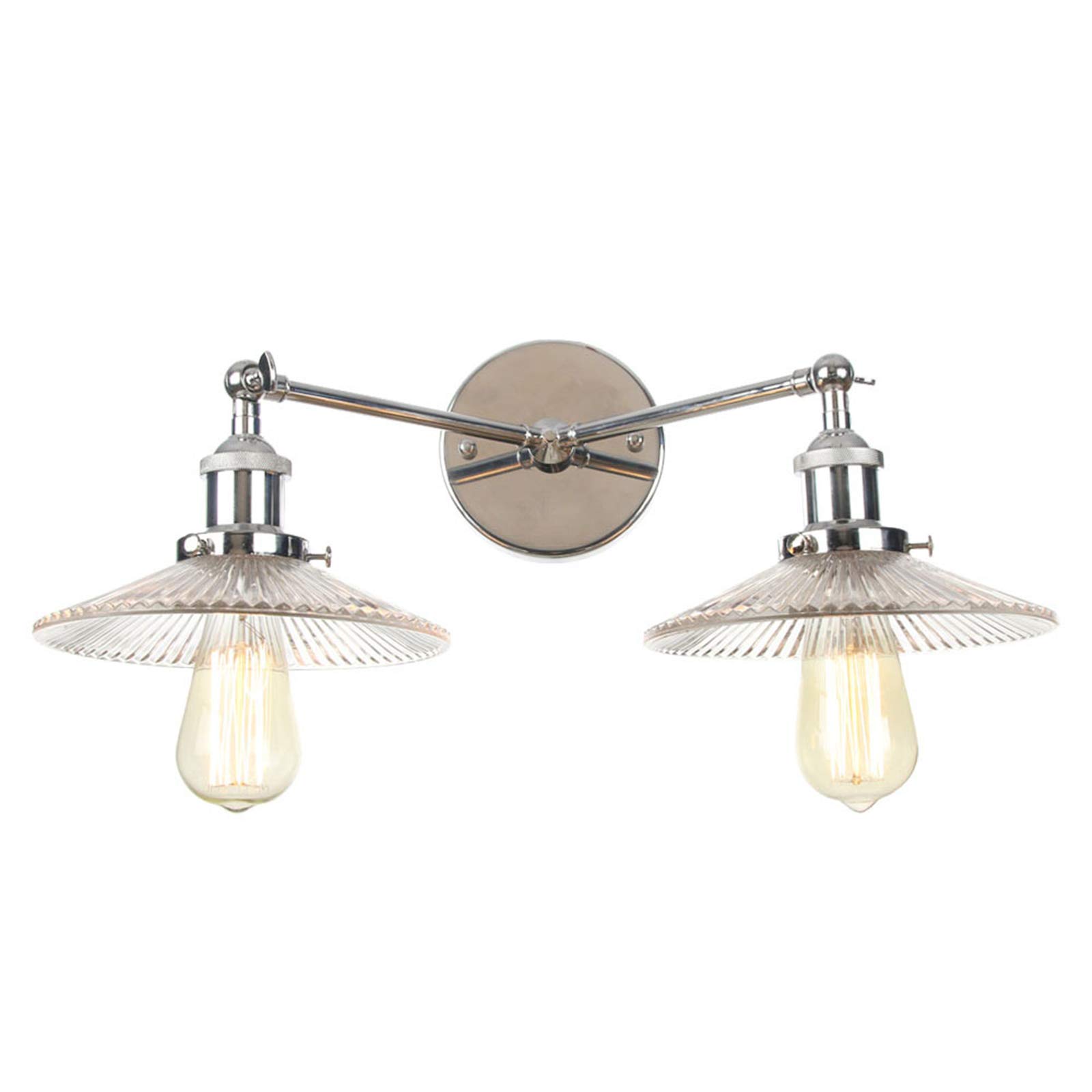 VDOQTLJT 2-Light Vanity Light Fixtures Adjustable Wall Lamps Modern Bathroom Mirror Lighting Round Glass Shade Sconces B Sconce(E)