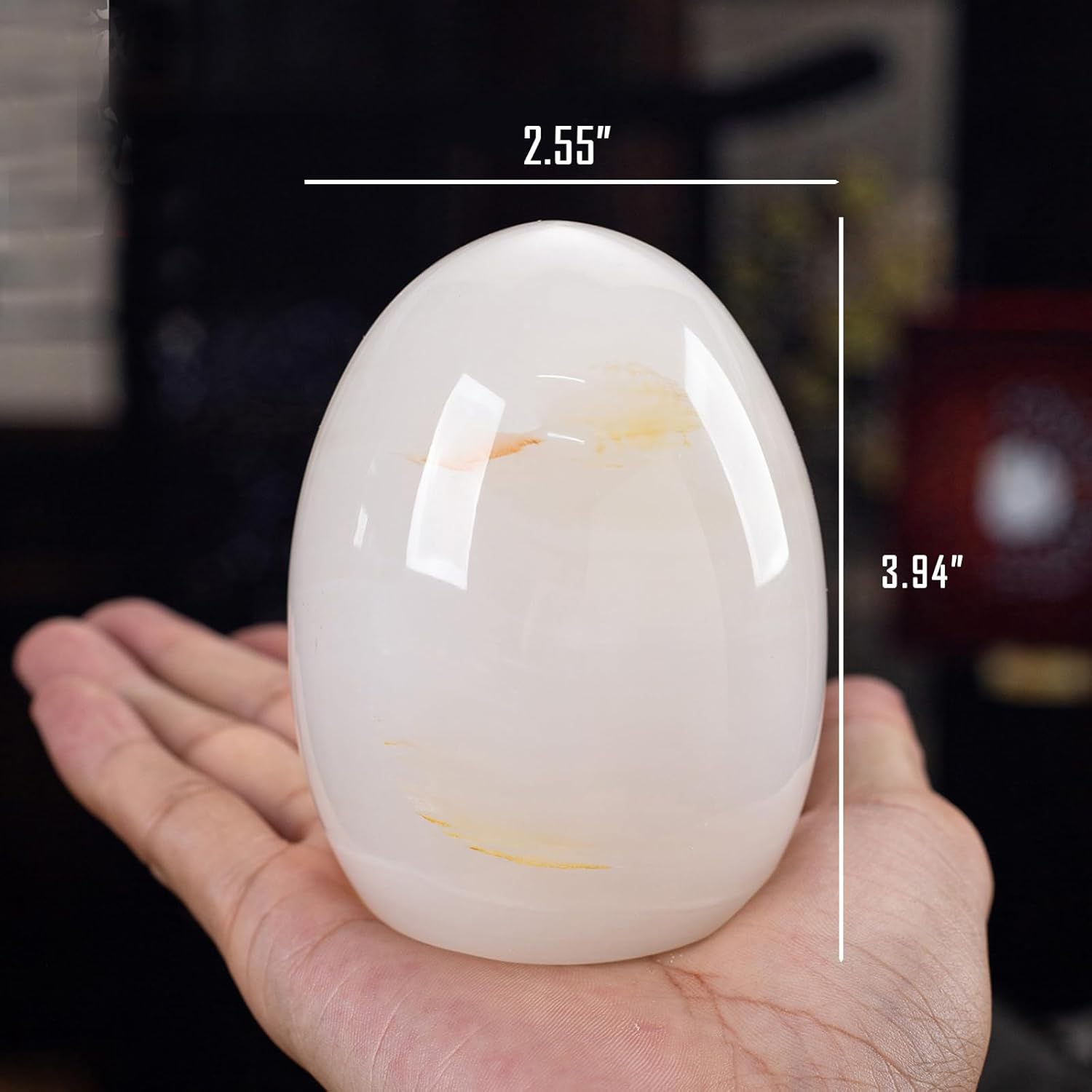 Sissi & yaya Marble Jade Rechargeable Touch Table Lamp - Shaped Atmosphere Night Light, Natural Stone Bedside Lamp for Bedroom (EggLamp-1)