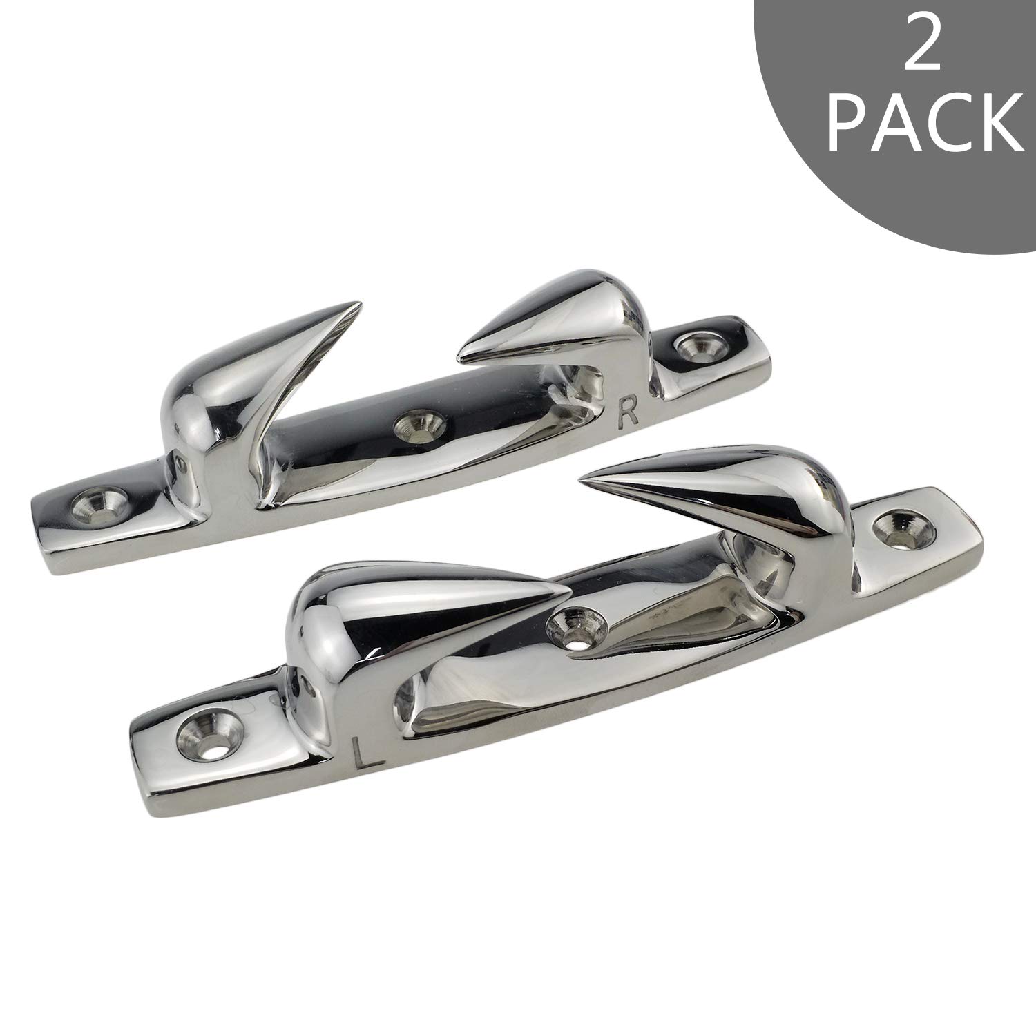 NRC&XRC Pair 3 Holes 6"(152mm) Heavy Dudy Marine Grade 316 Stainless Skene Boat Angled Bow Chocks Yacht Deck Dock Mooring Rope Cleat Chock
