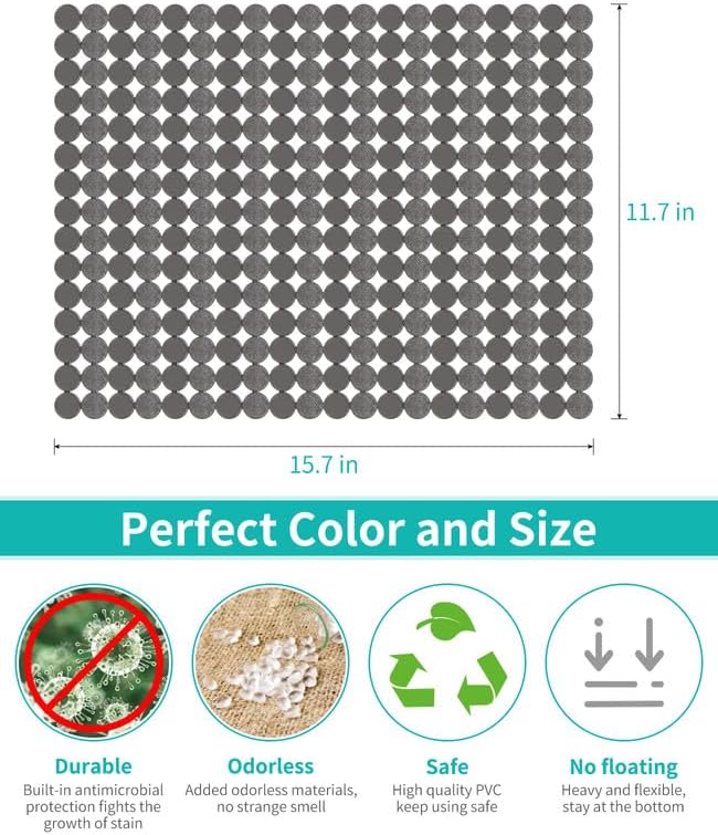Bligli 2-Pack Kitchen Sink Mat: PVC Eco-Friendly Adjustable Sink Protector | Sink liner Pad | Dish Drying Mats, Easy to Clean & DIY Cut | 15.8 x 11.8 inch (Grey)