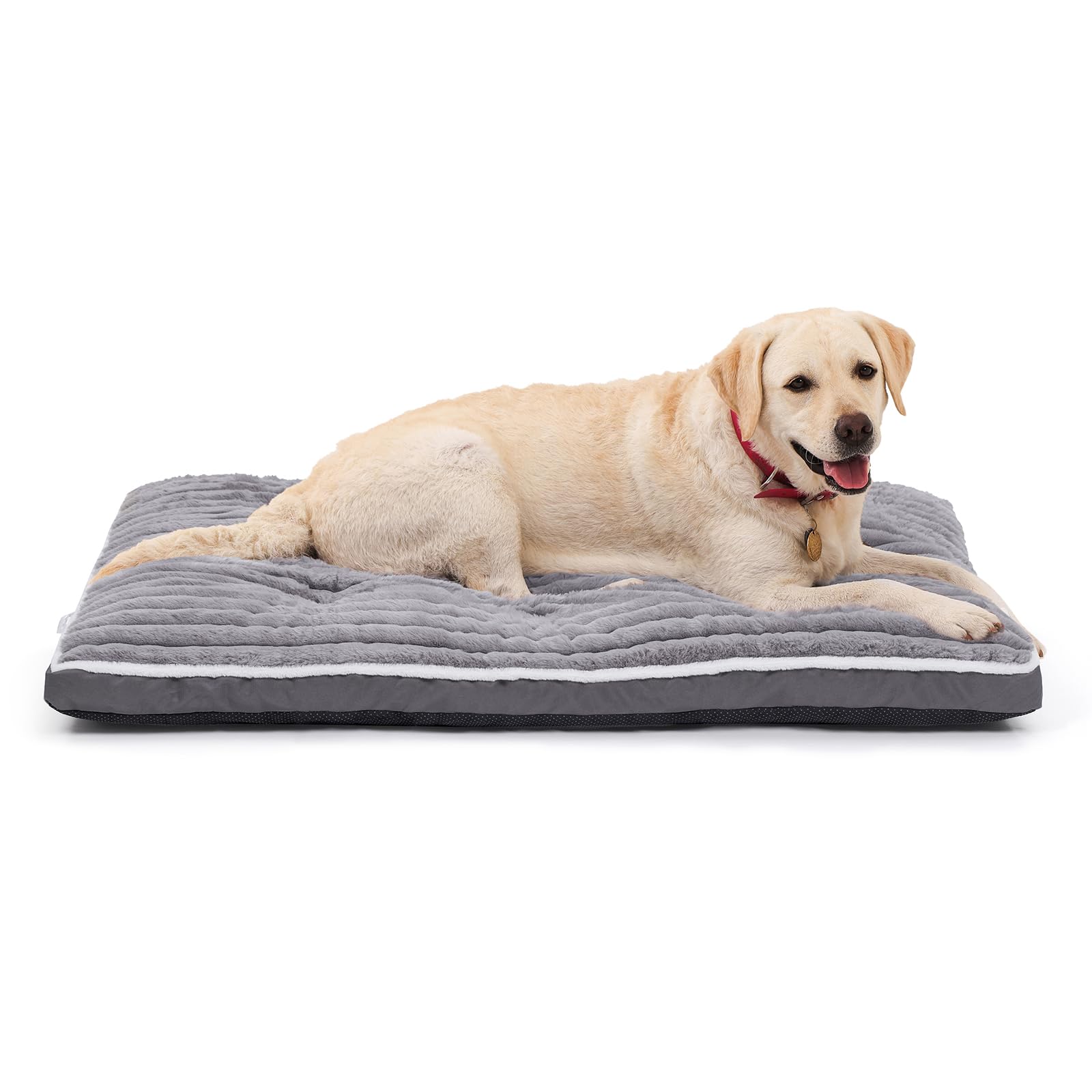 Cama para Perros Grandes: Cama Perro Lavable – (106 x 70 x 7 cm) | Tejido de Felpa Suave – Base Antideslizante – Ideal para el salón, la jaula, el maletero del coche Gris