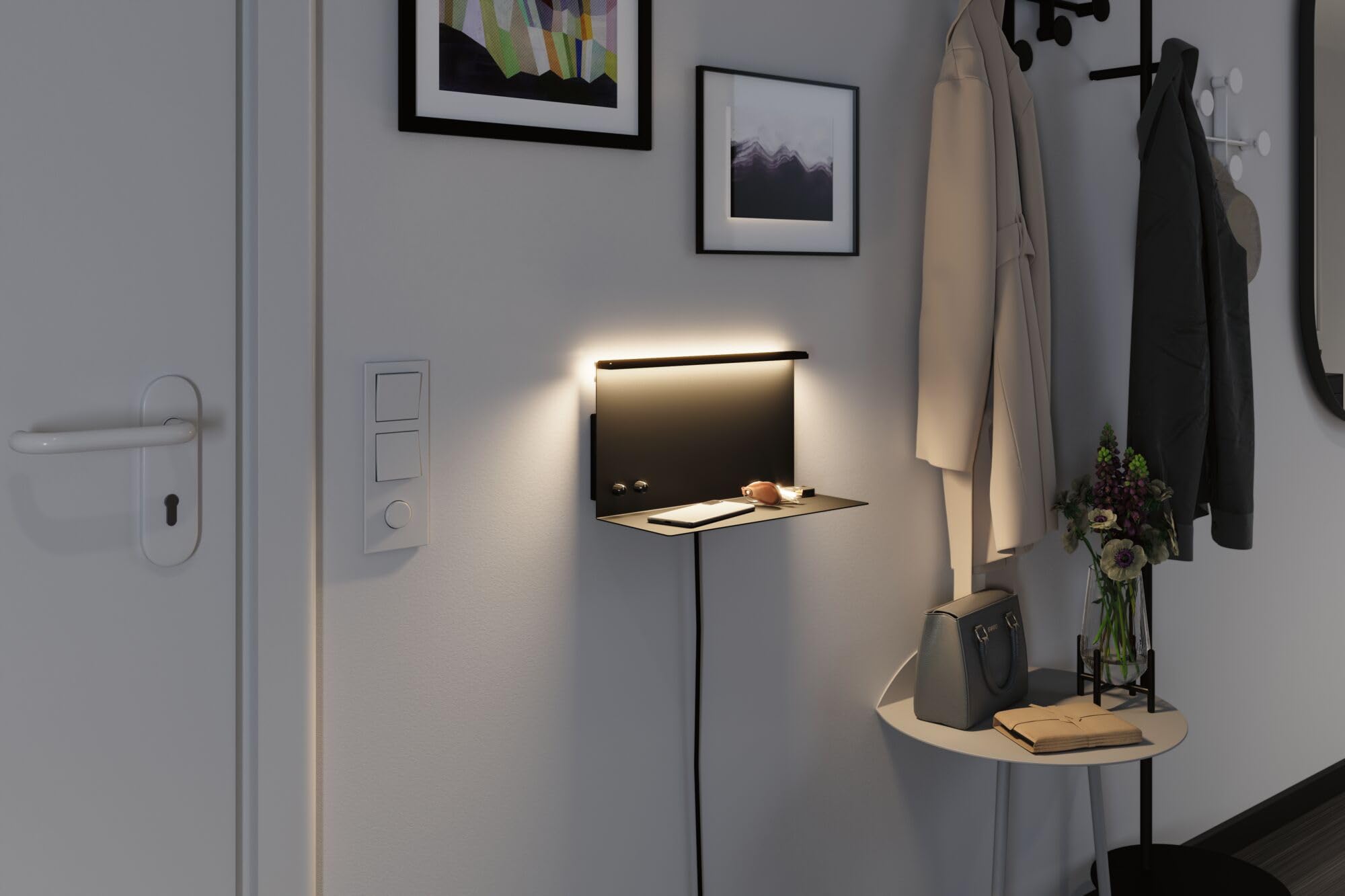 Paulmann 96773 LED Wandleuchte Jarina USB C 4,5 / 1x1,6W 540lm / 200lm dimmbar 350x170mm Schwarz matt Metall 3000K