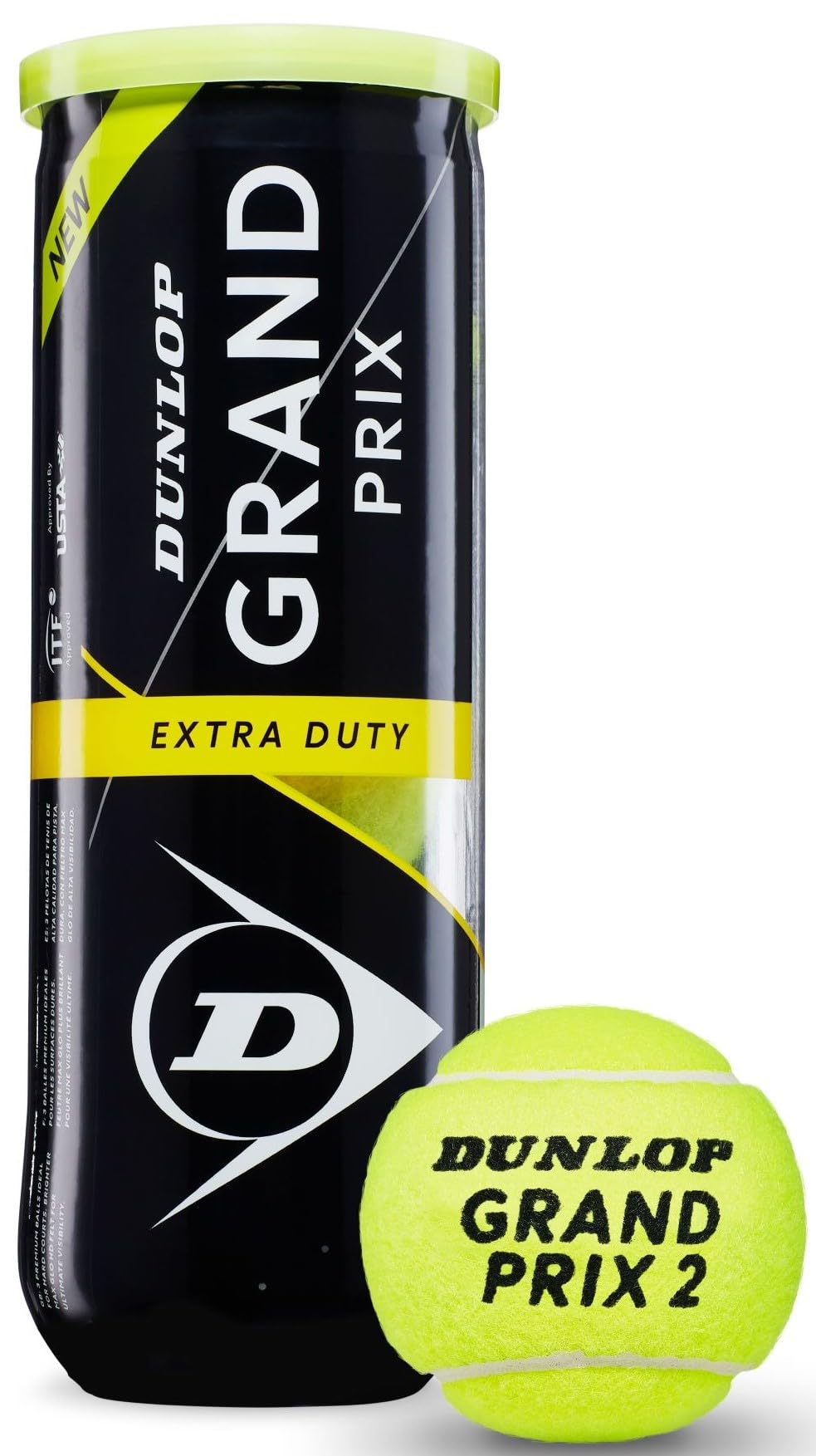 Dunlop Grand Prix Tennis Balls (Choose from Extra Duty or Regular Duty) - 3 Ball Can in Multi-Packs (2-24 Cans Available)